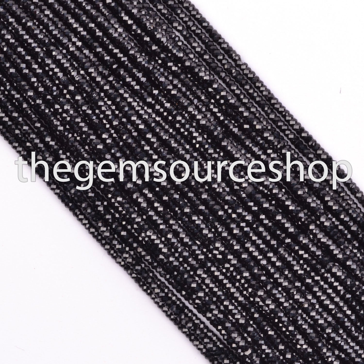 13"-2-2.25mm Genuine Black Spinel Faceted Rondelle Shape Beads Strand for Wholesale Jewelry