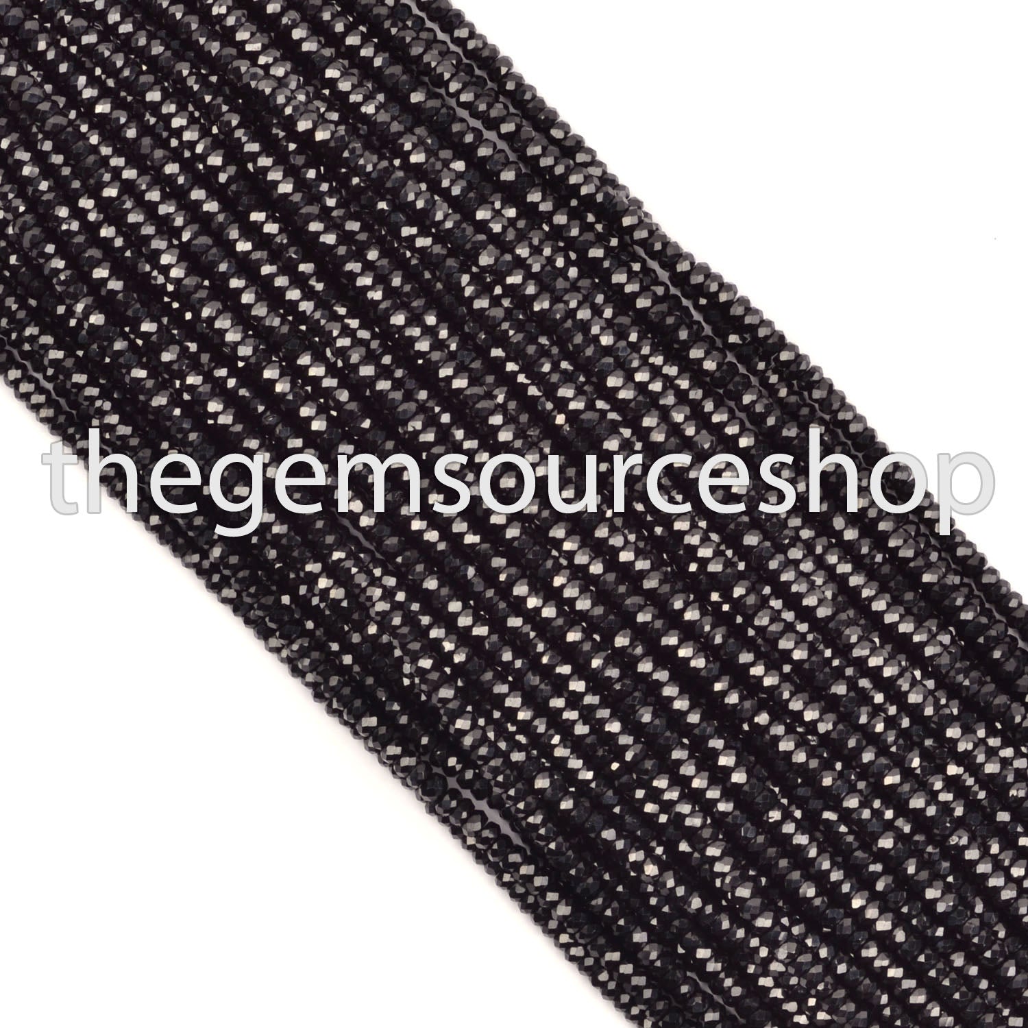 12"-3mm Genuine Black Spinel Faceted Rondelle Shape Beads Strand for Wholesale Jewelry