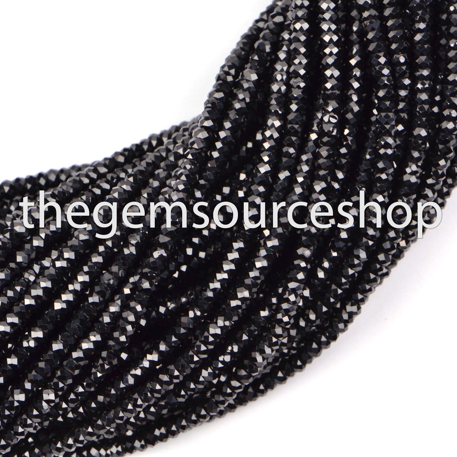 13"-2-2.25mm Genuine Black Spinel Faceted Rondelle Shape Beads Strand for Wholesale Jewelry