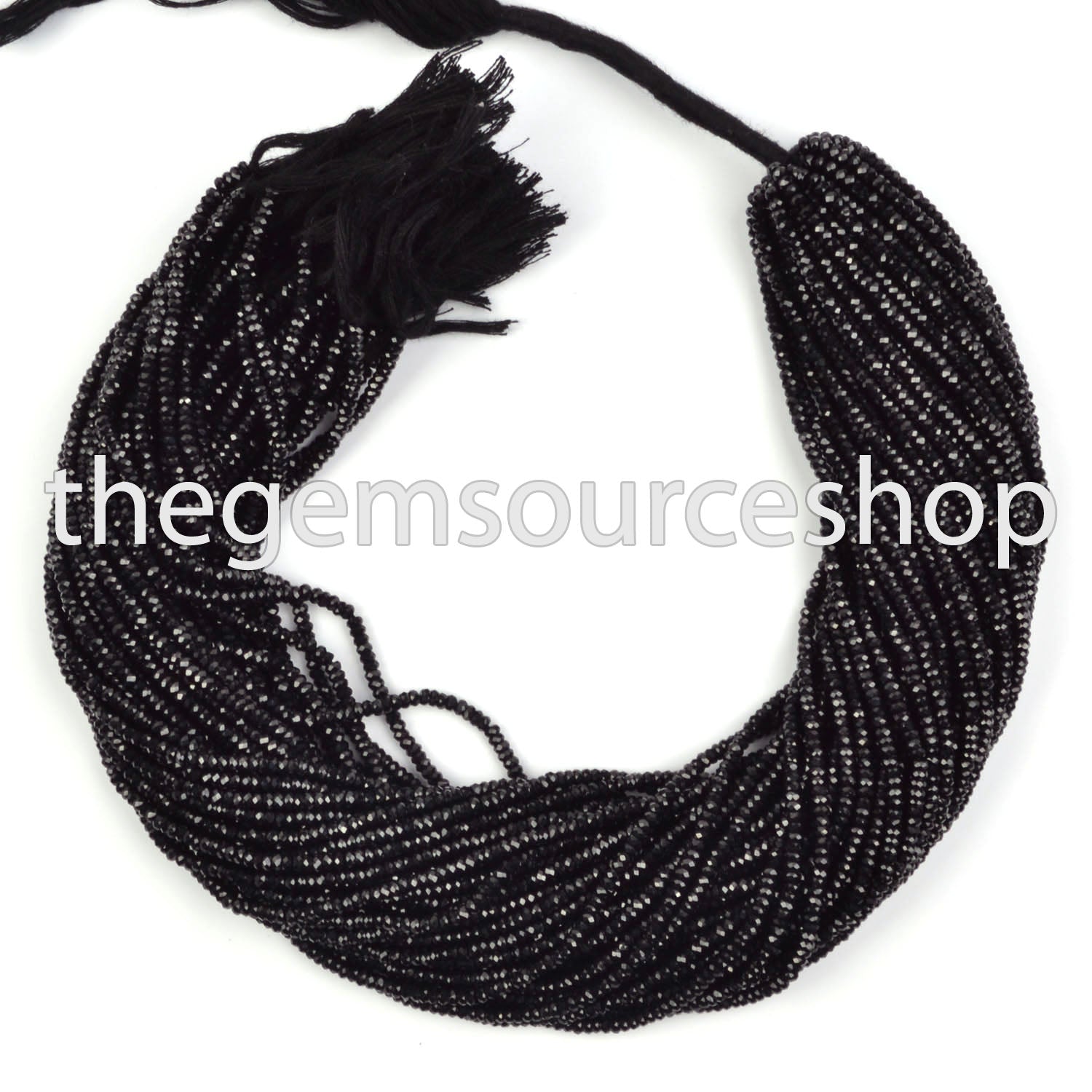 12"-3mm Genuine Black Spinel Faceted Rondelle Shape Beads Strand for Wholesale Jewelry