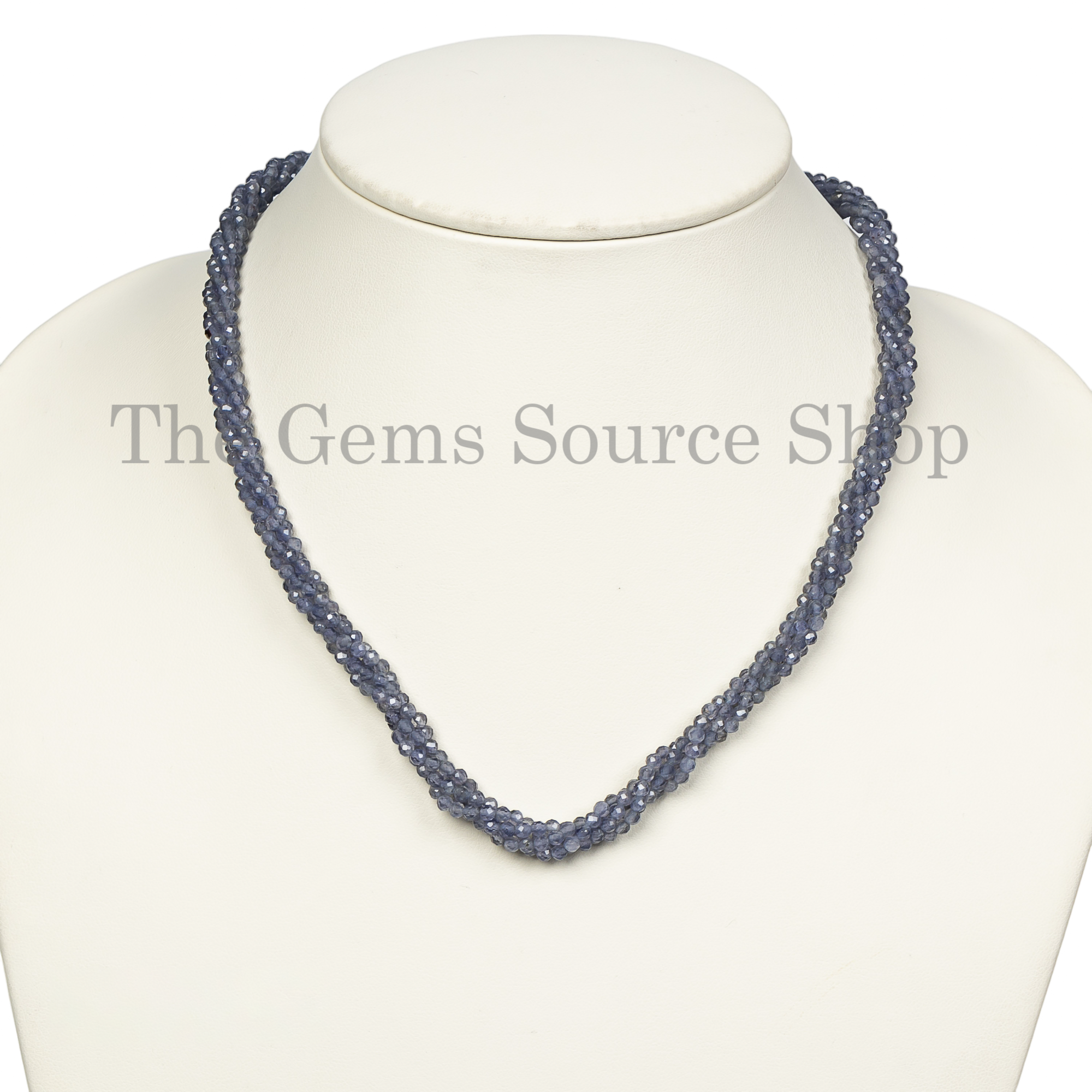 BOHOCHIC Natural Iolite Round Beaded Women Choker Necklace with 925 Silver Magnetic Lock