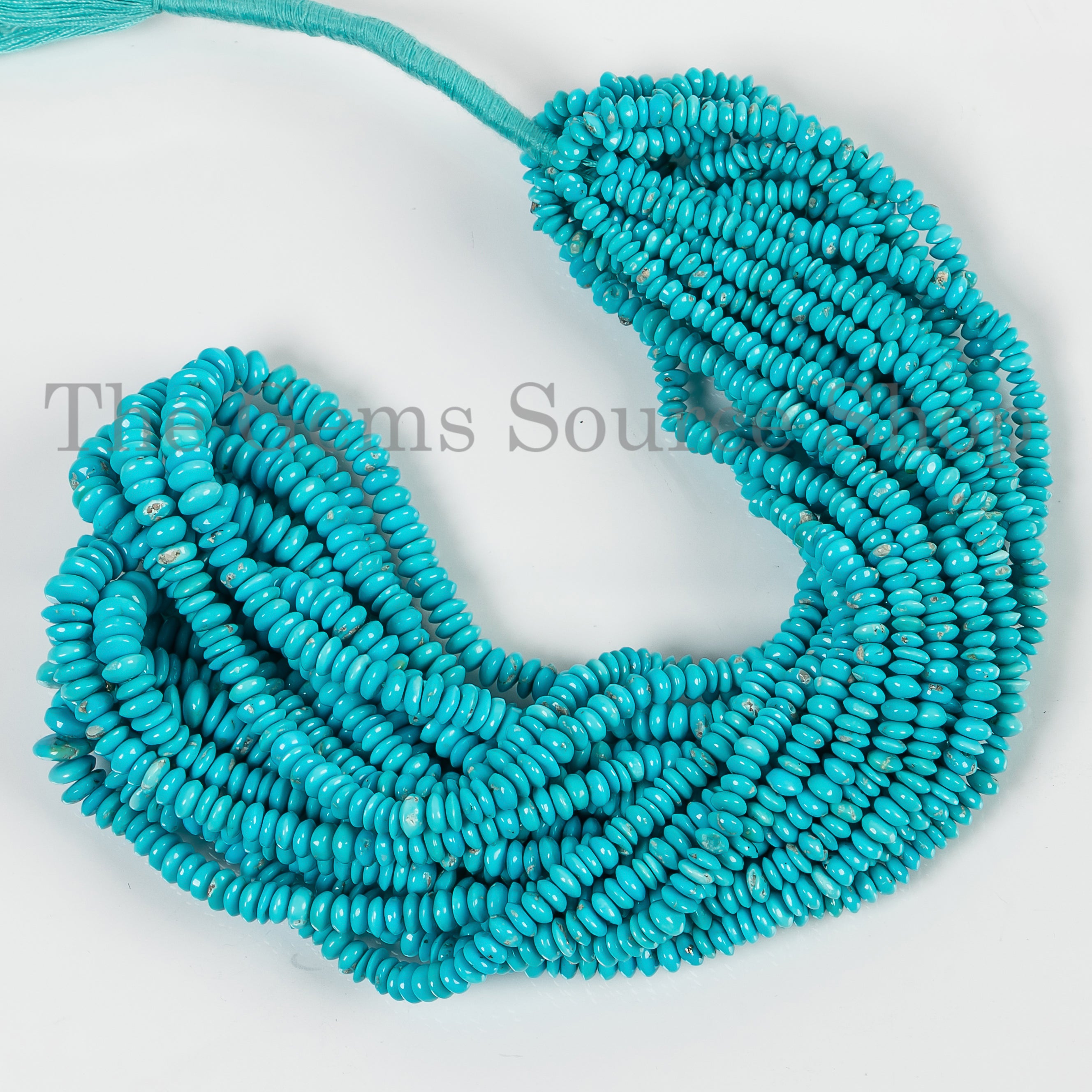 Button Shape Natural Turquoise Smooth 4-6mm Gemstone Beads 16" Wholesale Strand