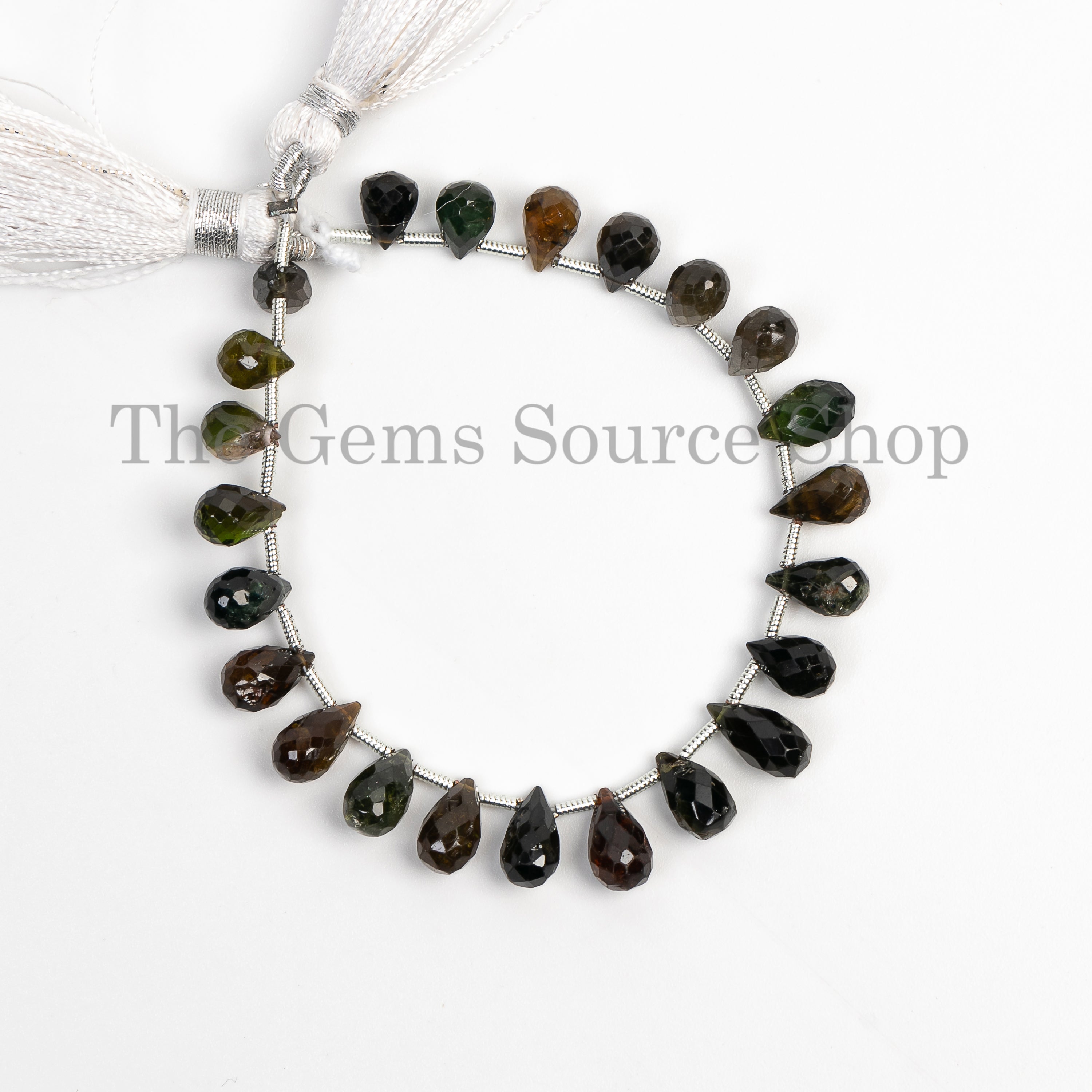 Dark Natural Multi Tourmaline 5x7-5x8mm Faceted Drops Shape Wholesale Beads 6" Strand