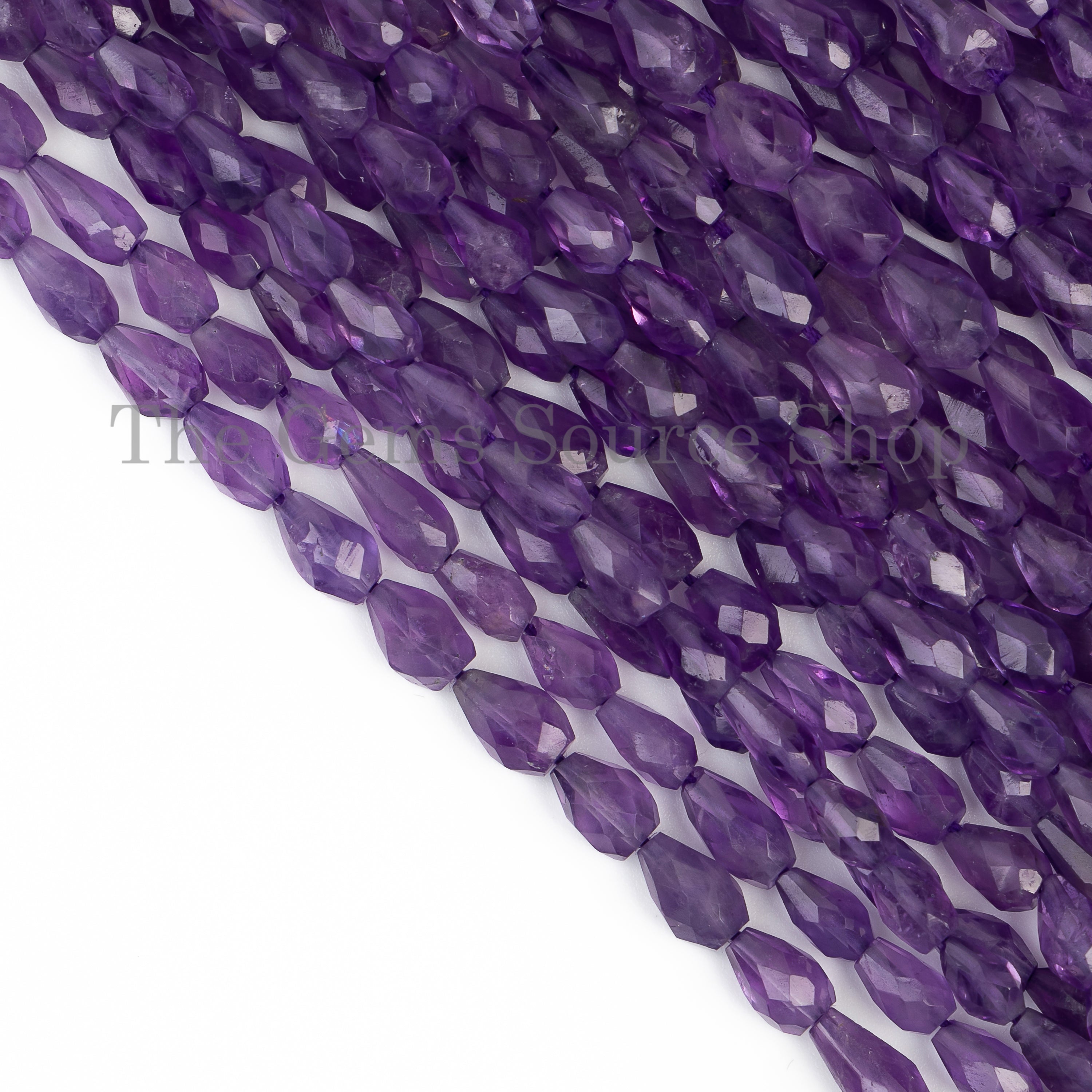 Drop Shape Faceted Dark Purple Amethyst Straight Drilled Bulk Beads Strand- 4x6-5x7mm-15"