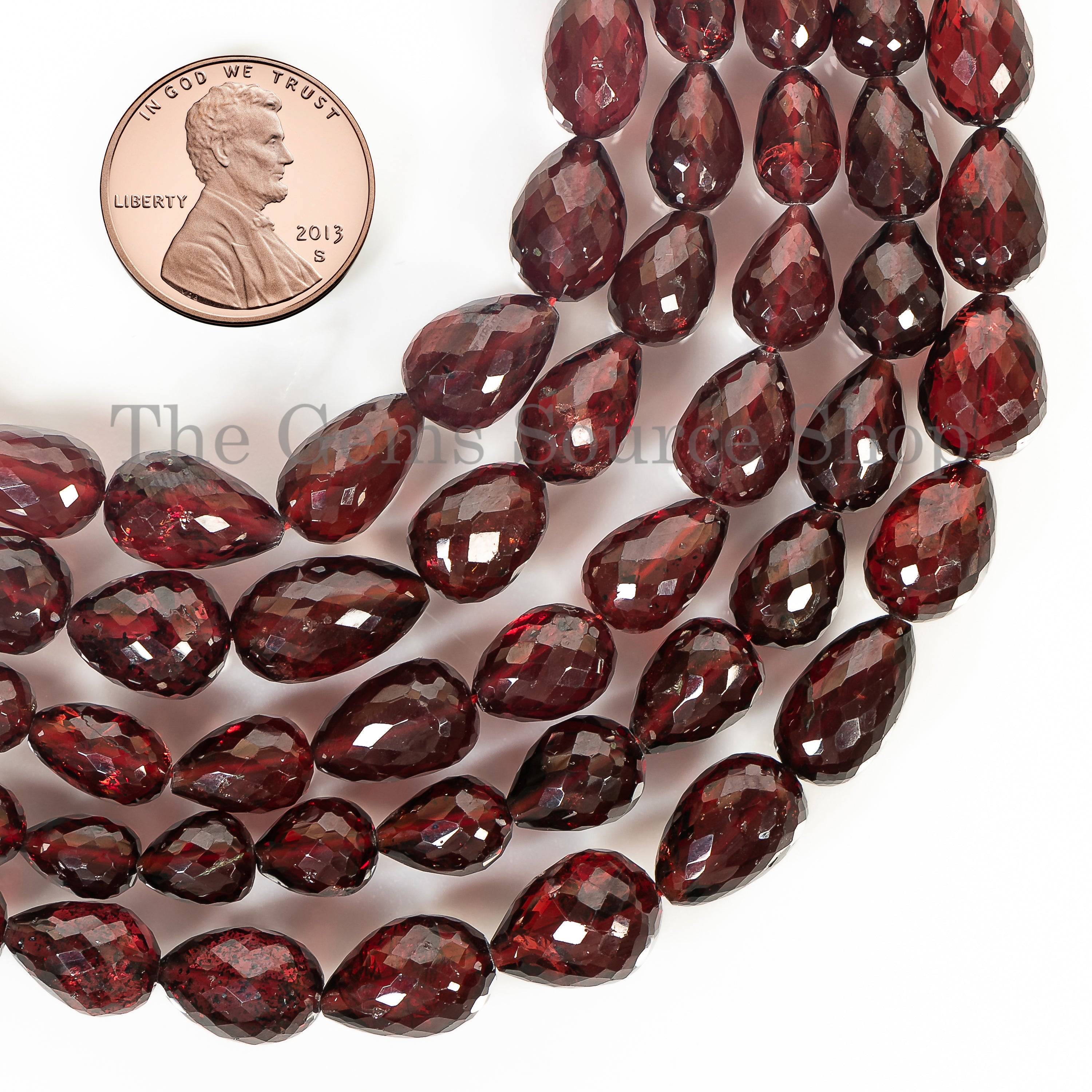 Drop Shape Natural Garnet Faceted 5.5x7-7.5x11mm Gemstone Beads 9" Strand