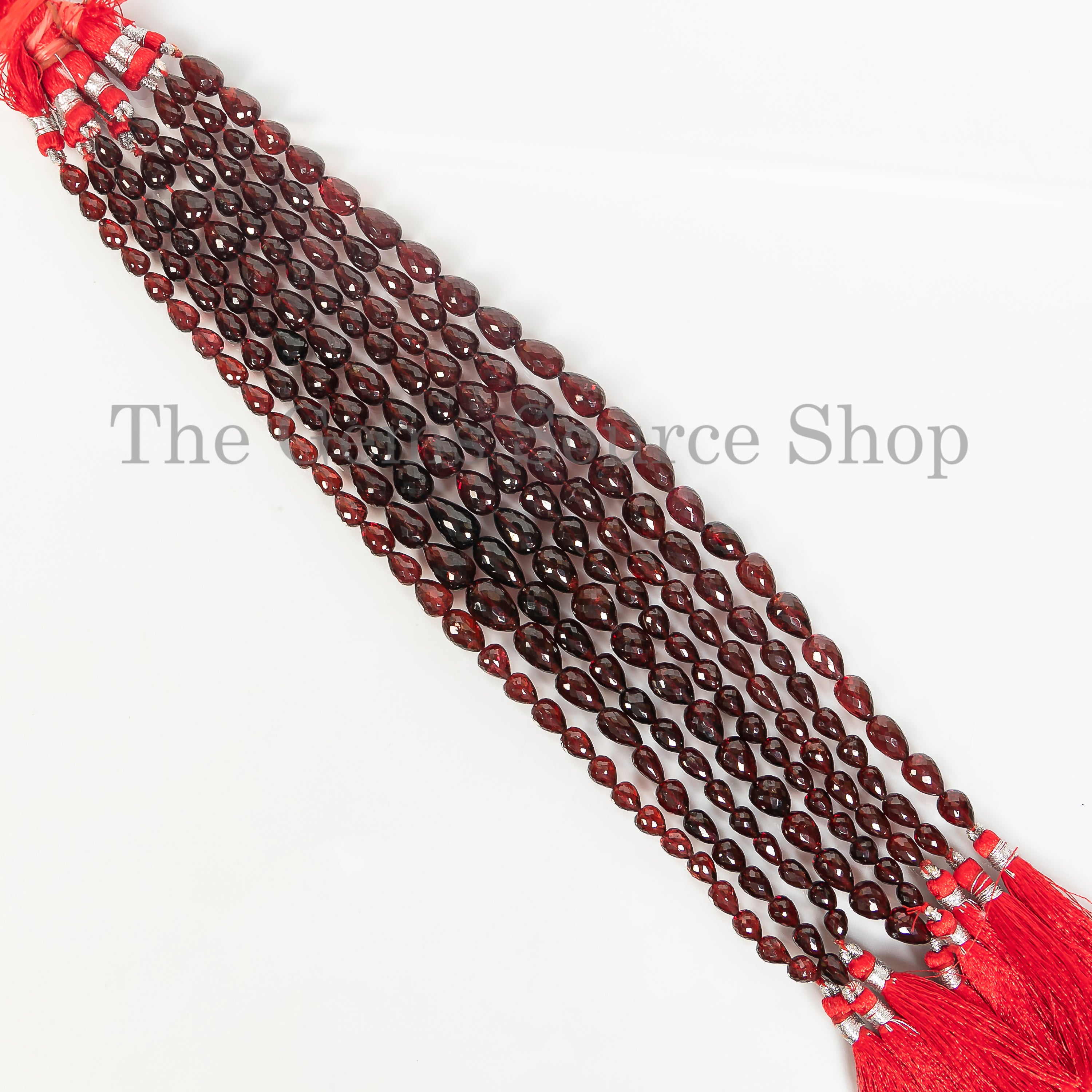 Drop Shape Natural Garnet Faceted 5.5x7-7.5x11mm Gemstone Beads 9" Strand