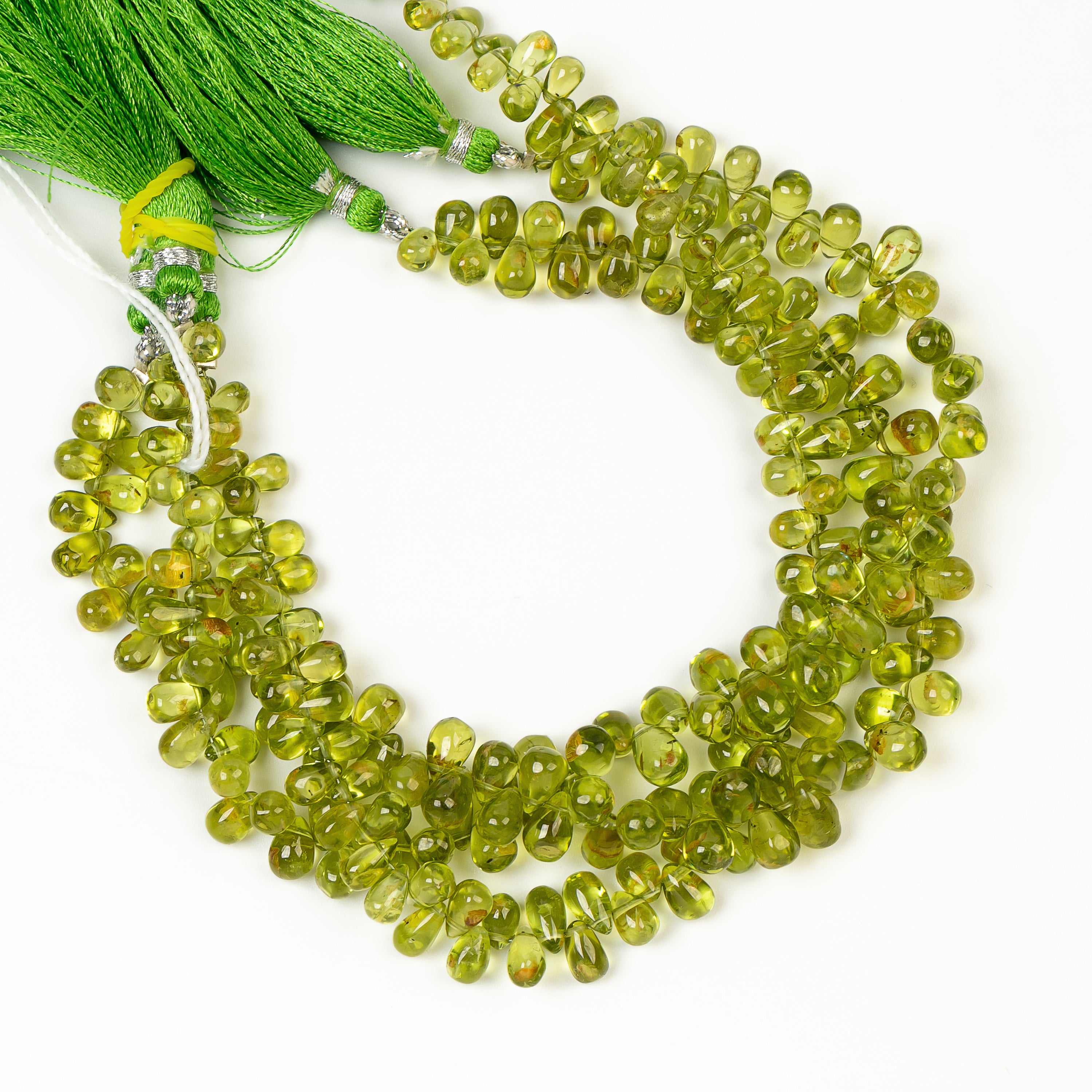 Drop Shape Plain Natural Peridot  Top Drilled Bulk Gemstone Beads Strand- 4x6-5x7mm-16"