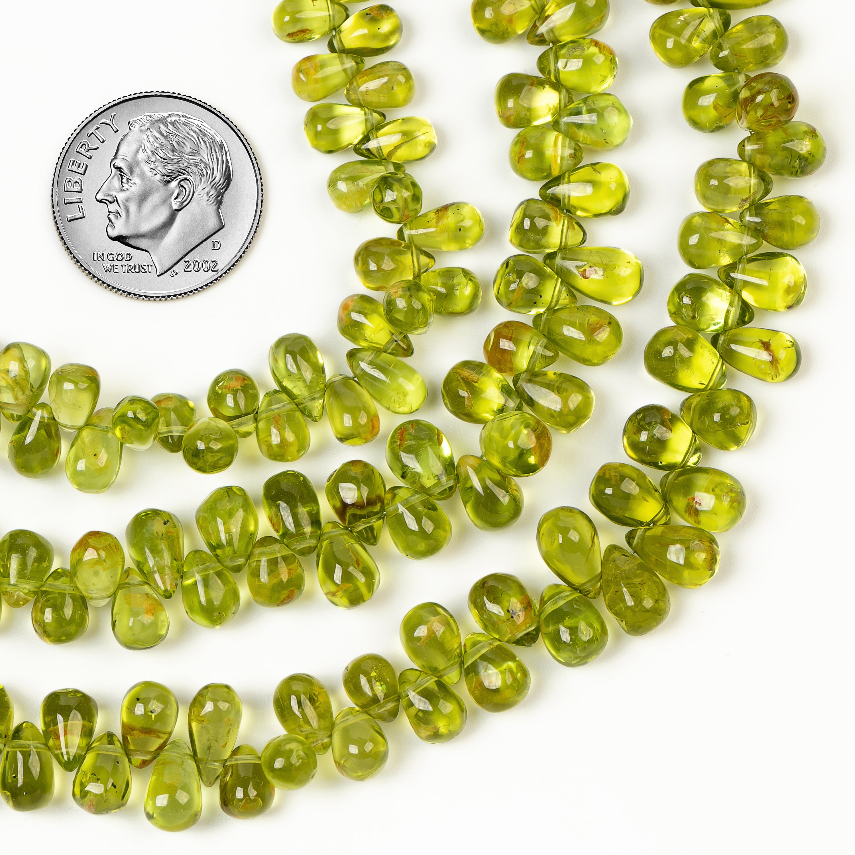 Drop Shape Plain Natural Peridot  Top Drilled Bulk Gemstone Beads Strand- 4x6-5x7mm-16"