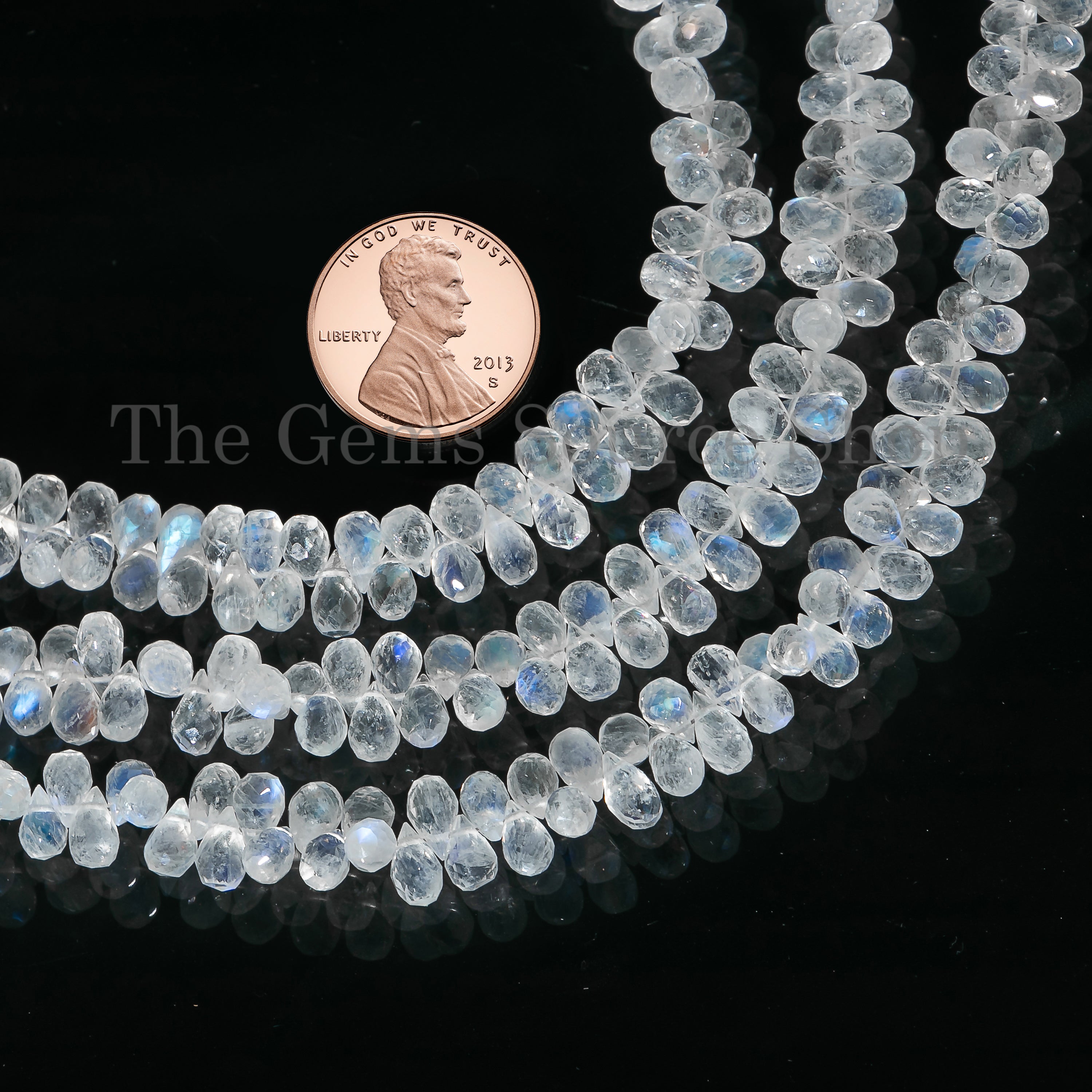 Drops Shape Natural Rainbow Moonstone Faceted 4x6-4x7mm Gemstone Beads 9" Strand