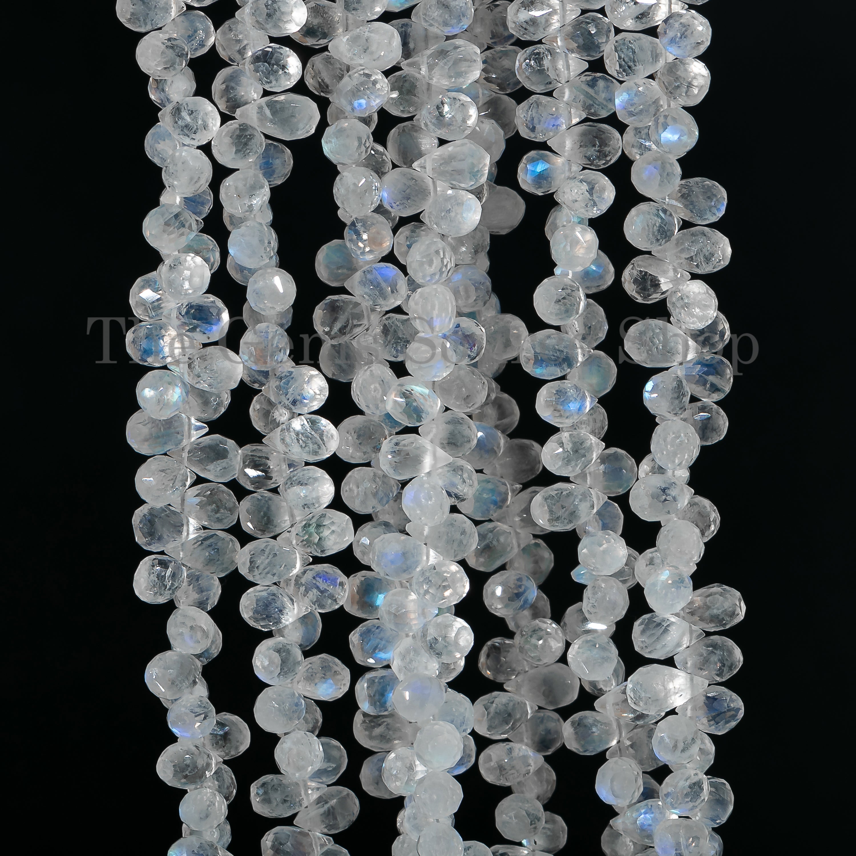 Drops Shape Natural Rainbow Moonstone Faceted 4x6-4x7mm Gemstone Beads 9" Strand