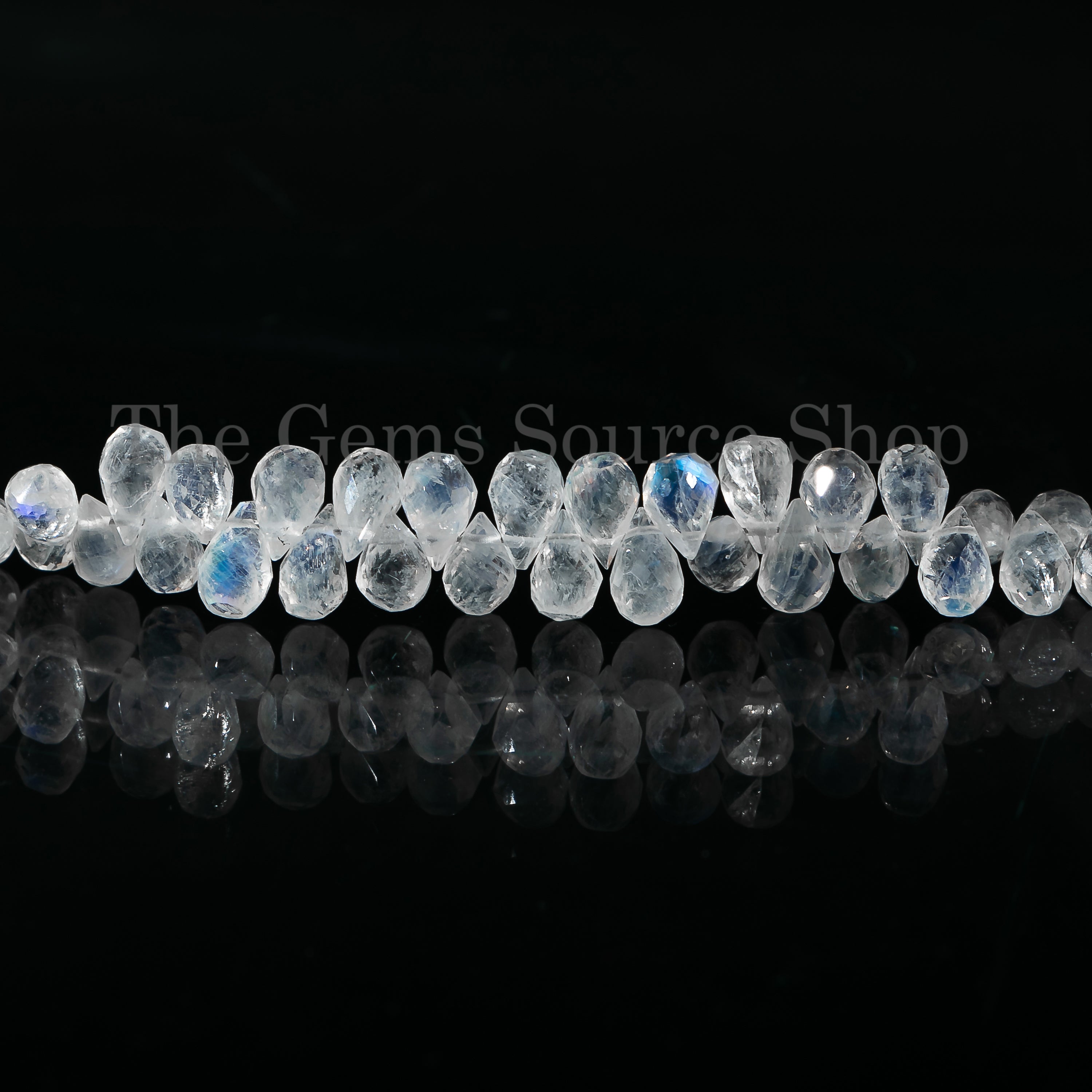 Drops Shape Natural Rainbow Moonstone Faceted 4x6-4x7mm Gemstone Beads 9" Strand