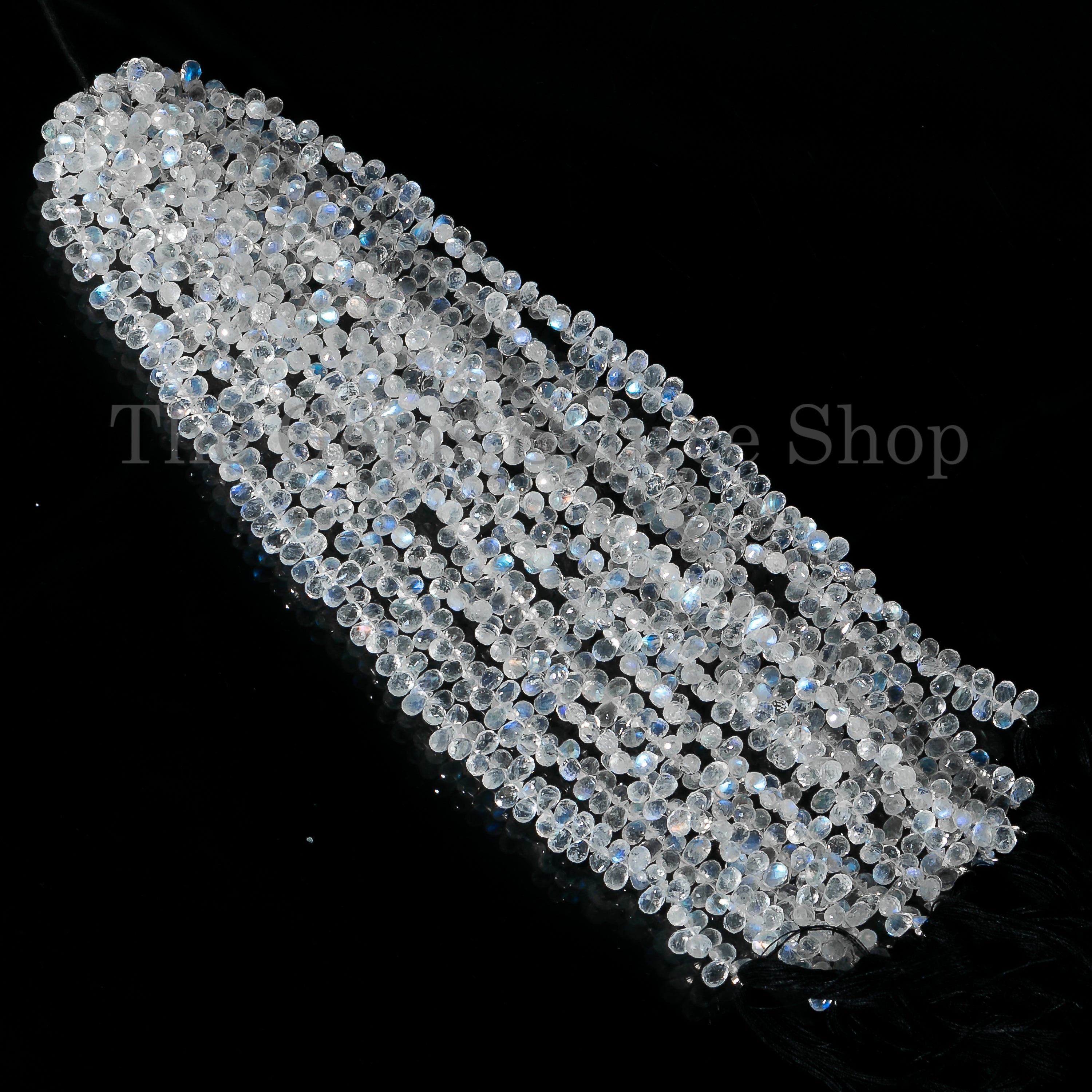 Drops Shape Natural Rainbow Moonstone Faceted 4x6-4.5x7mm Gemstone Beads 9" Strand