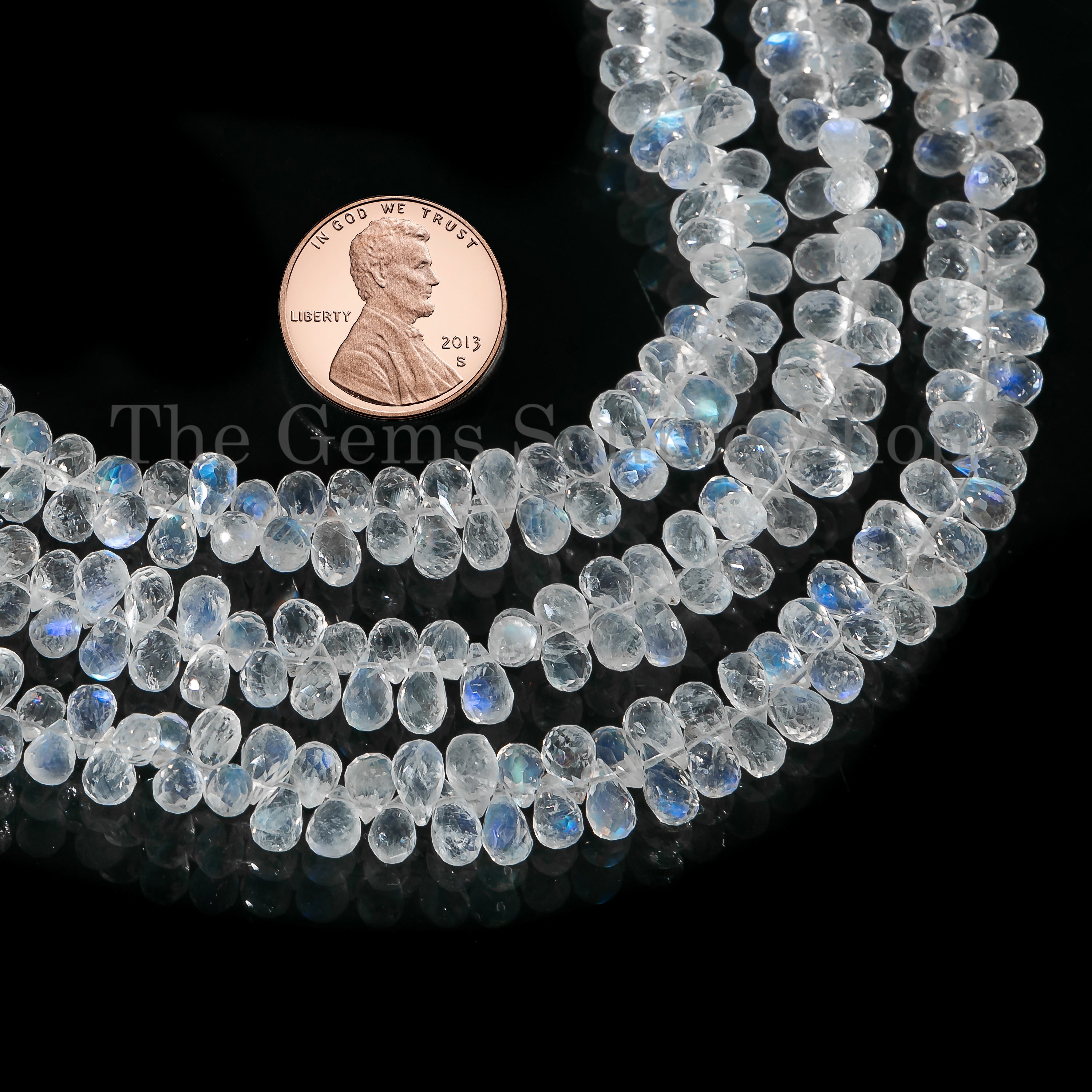 Drops Shape Natural Rainbow Moonstone Faceted 4x6-4.5x7mm Gemstone Beads 9" Strand