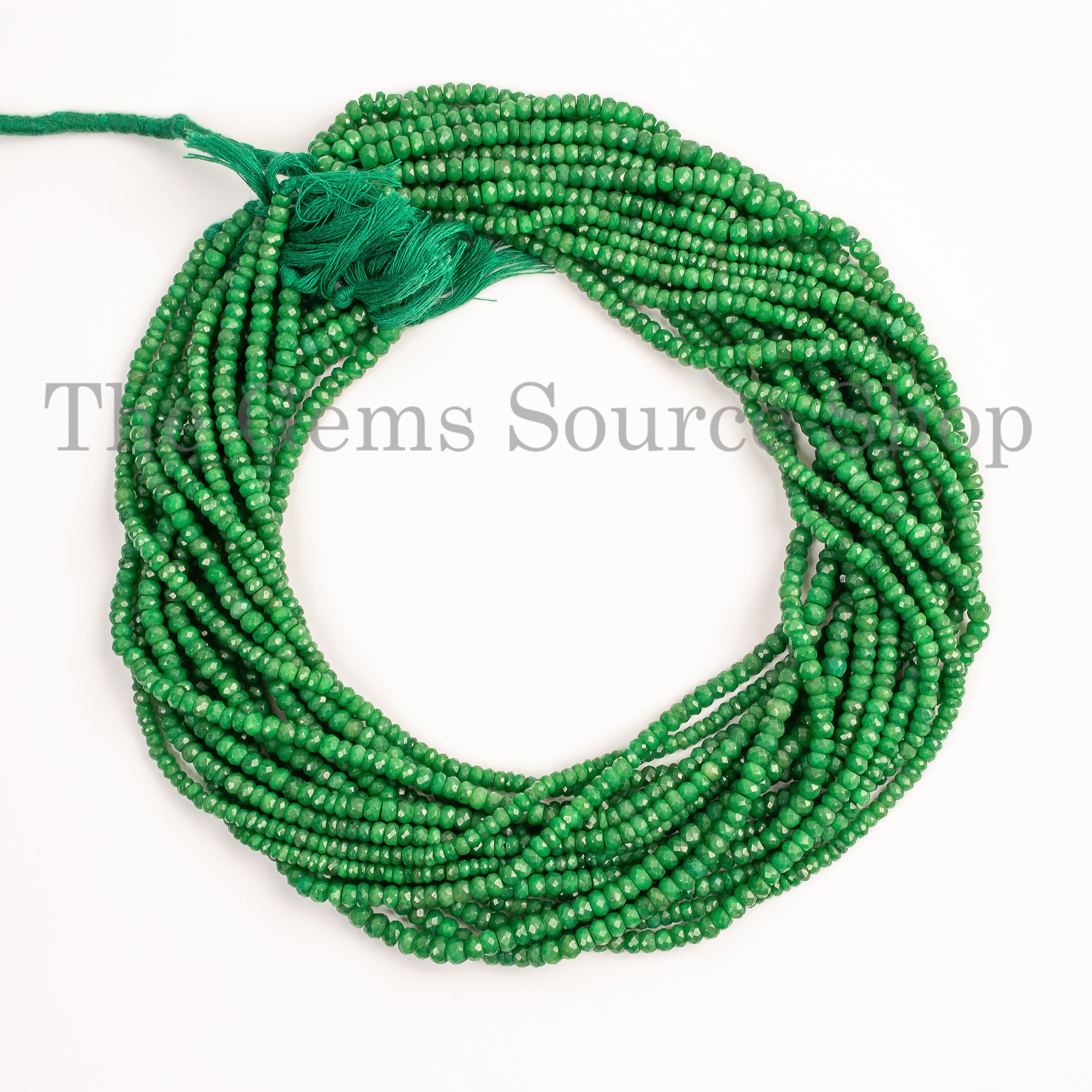 4-4.5mm-16" Dyed Emerald Faceted Rondelle Shape Gemstone Beads Strand