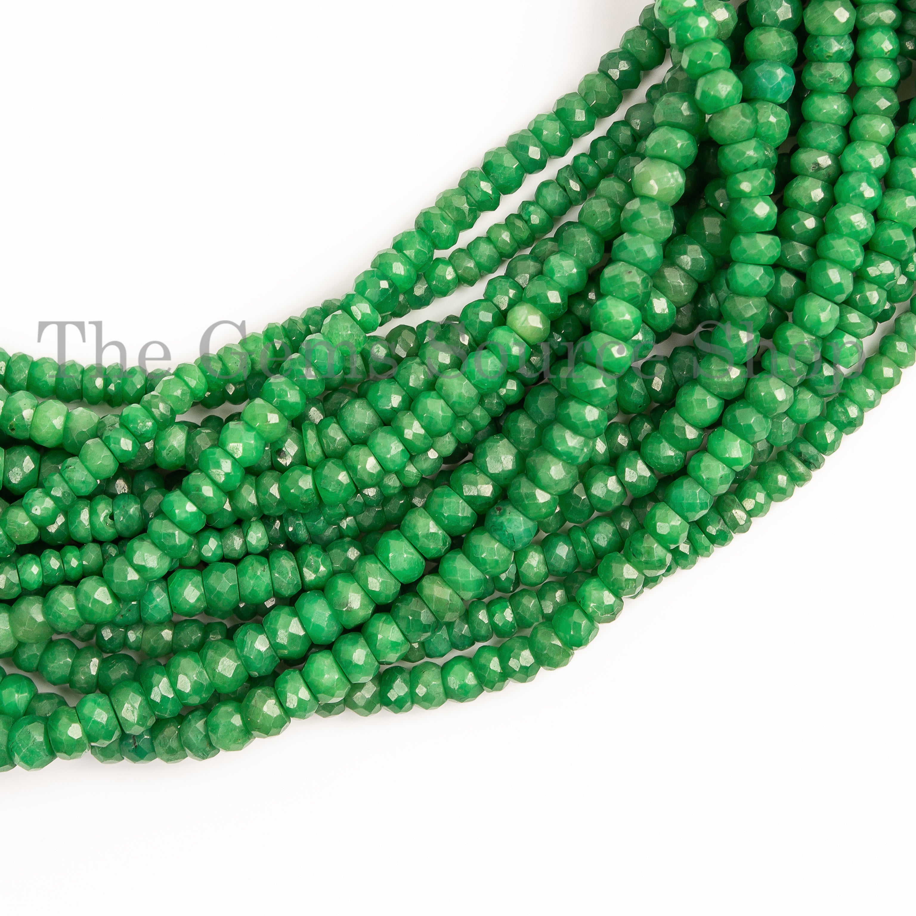 4-4.5mm-16" Dyed Emerald Faceted Rondelle Shape Gemstone Beads Strand