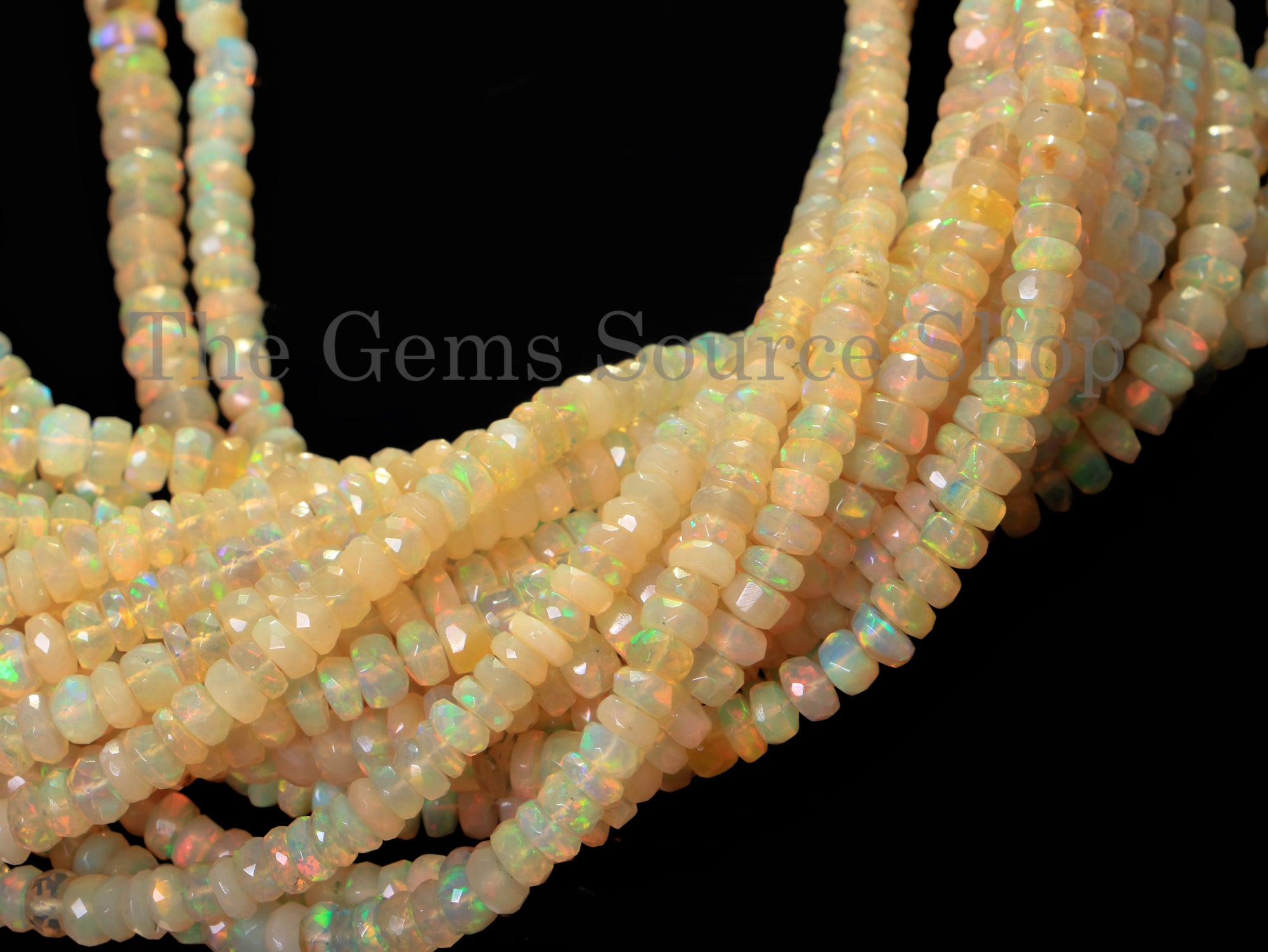 Genuine Ethiopian Opal Faceted Rondelle Shape 3.5-4.5mm Gemstone Bulk Beads 17" Strand