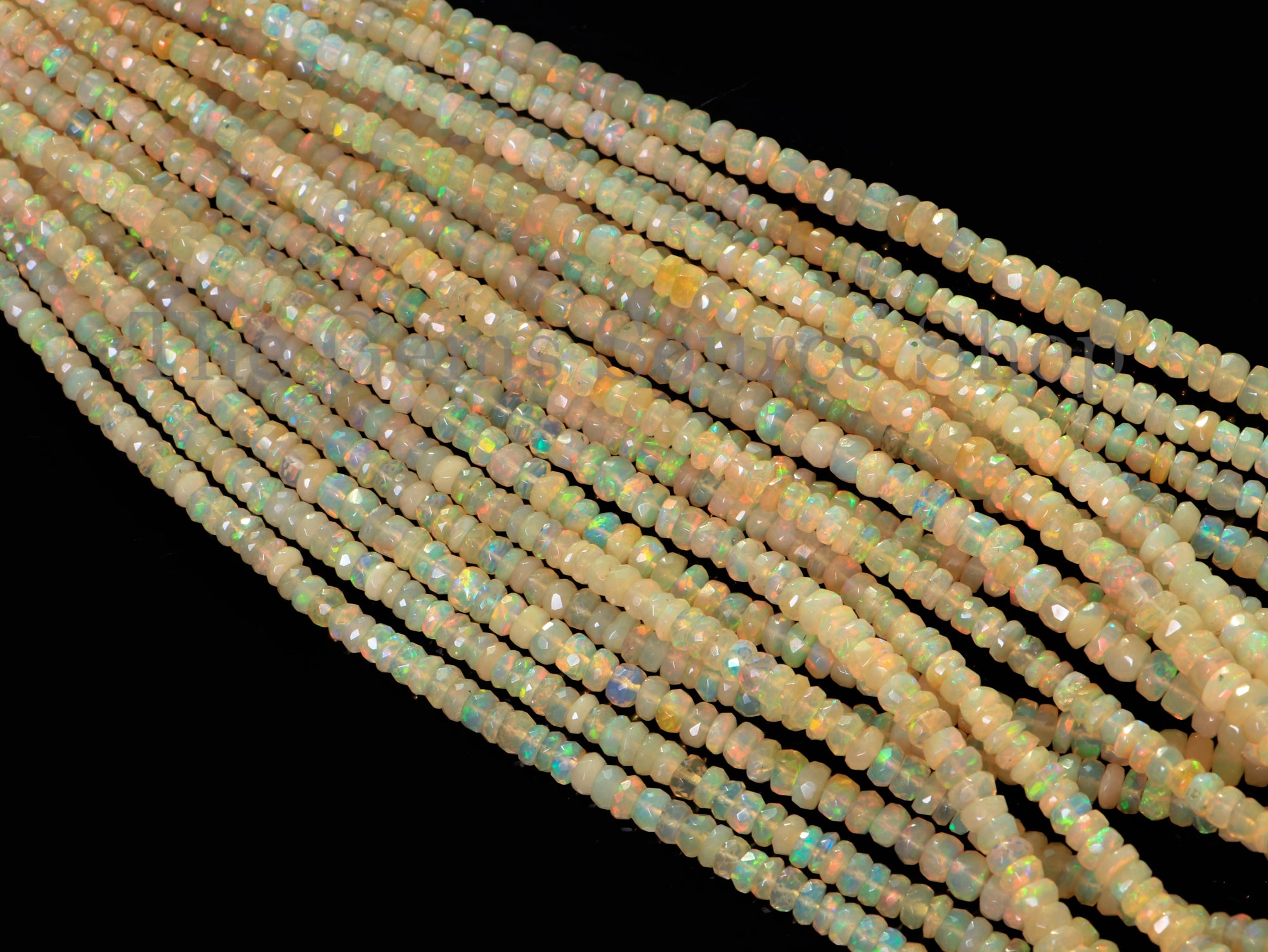 Genuine Ethiopian Opal Faceted Rondelle Shape 3.5-4.5mm Gemstone Bulk Beads 17" Strand