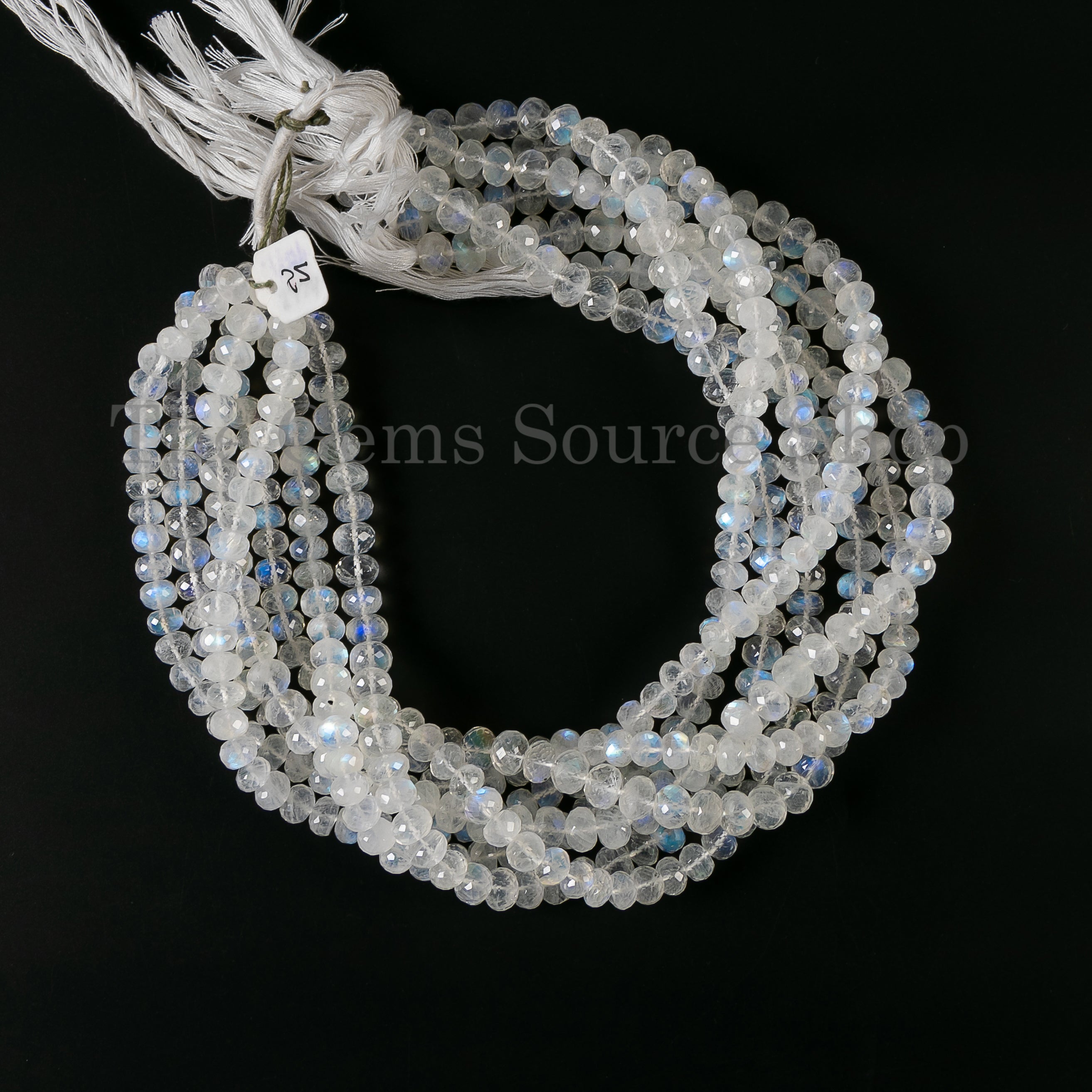 Faceted Rainbow Moonstone Rondelle Center Drilled Gemstone Beads Strand 15"-8-9mm