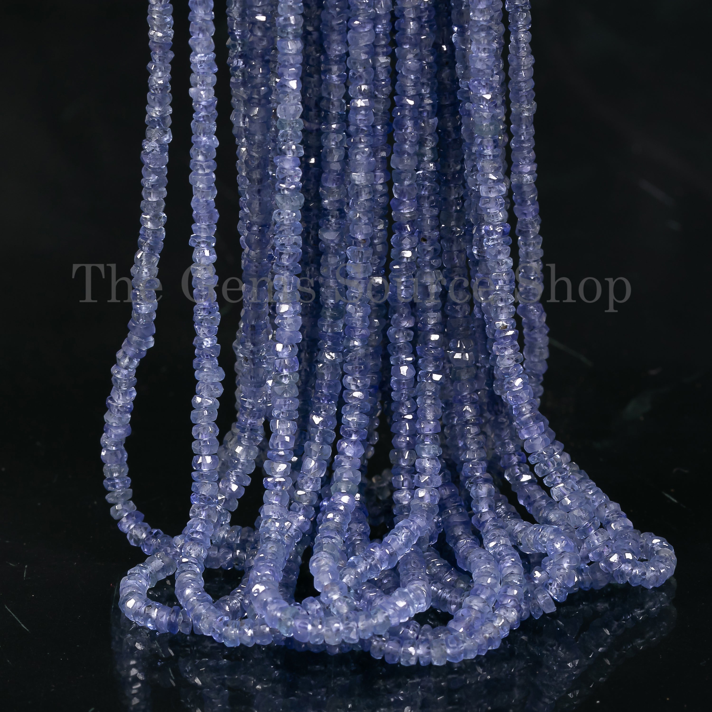 Faceted Rondelle Shape Natural Blue Sapphire 2-3mm Gemstone Beads 16" Strand