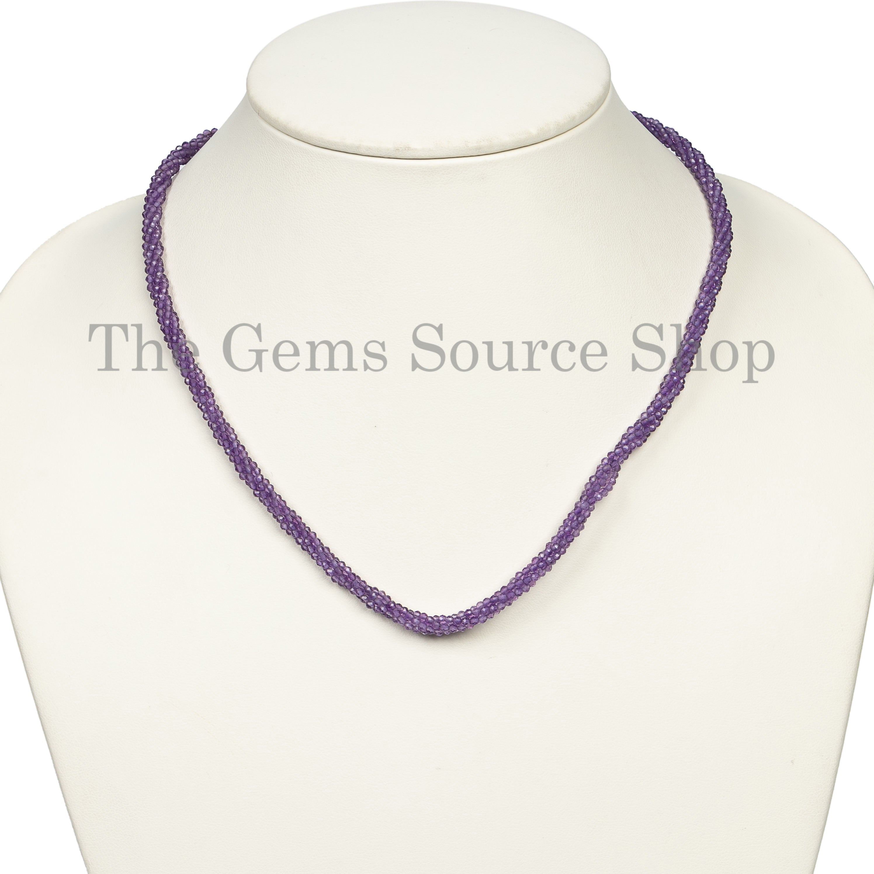 FEBRUARY BIRTHSTONE- Purple Amethyst Tiny Round Beaded Necklace for Women