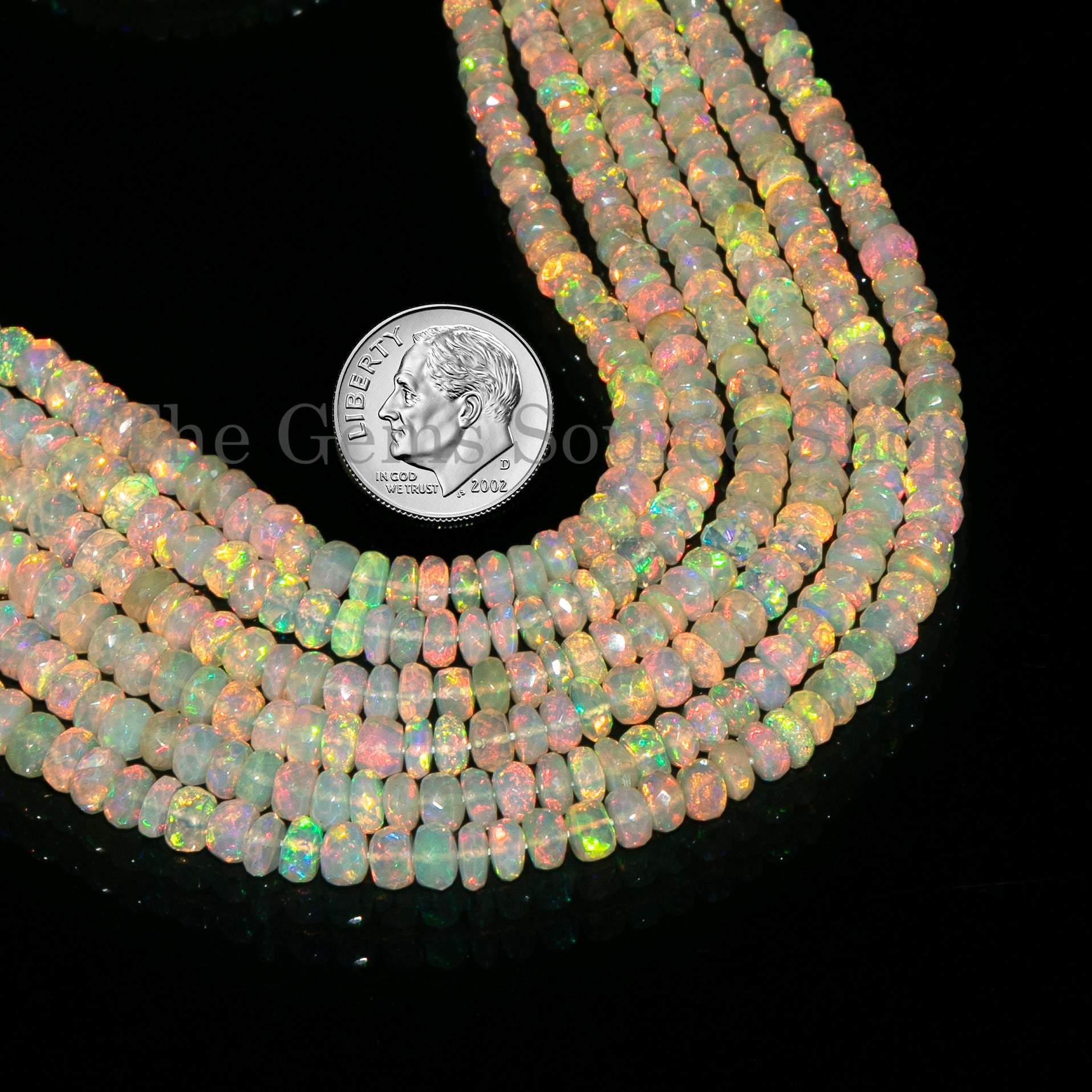 15"-3.75-5.5mm Flashy Ethiopian Opal Faceted Rondelle Beads Strand for Wholesale Jewelry