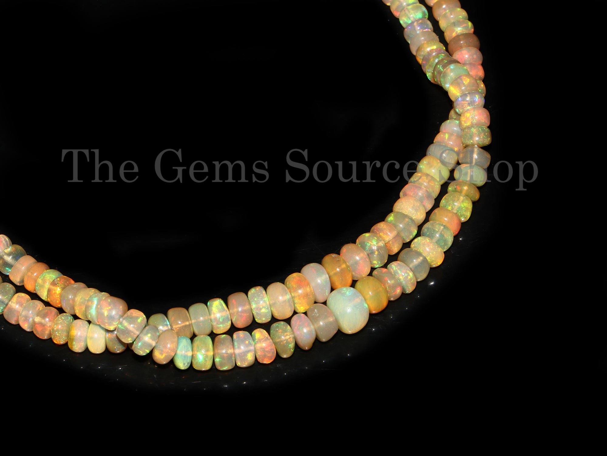 4-7mm-12" Flashy Fire Ethiopian Opal Smooth Rondelle Shape Beads for Jewelry Makings