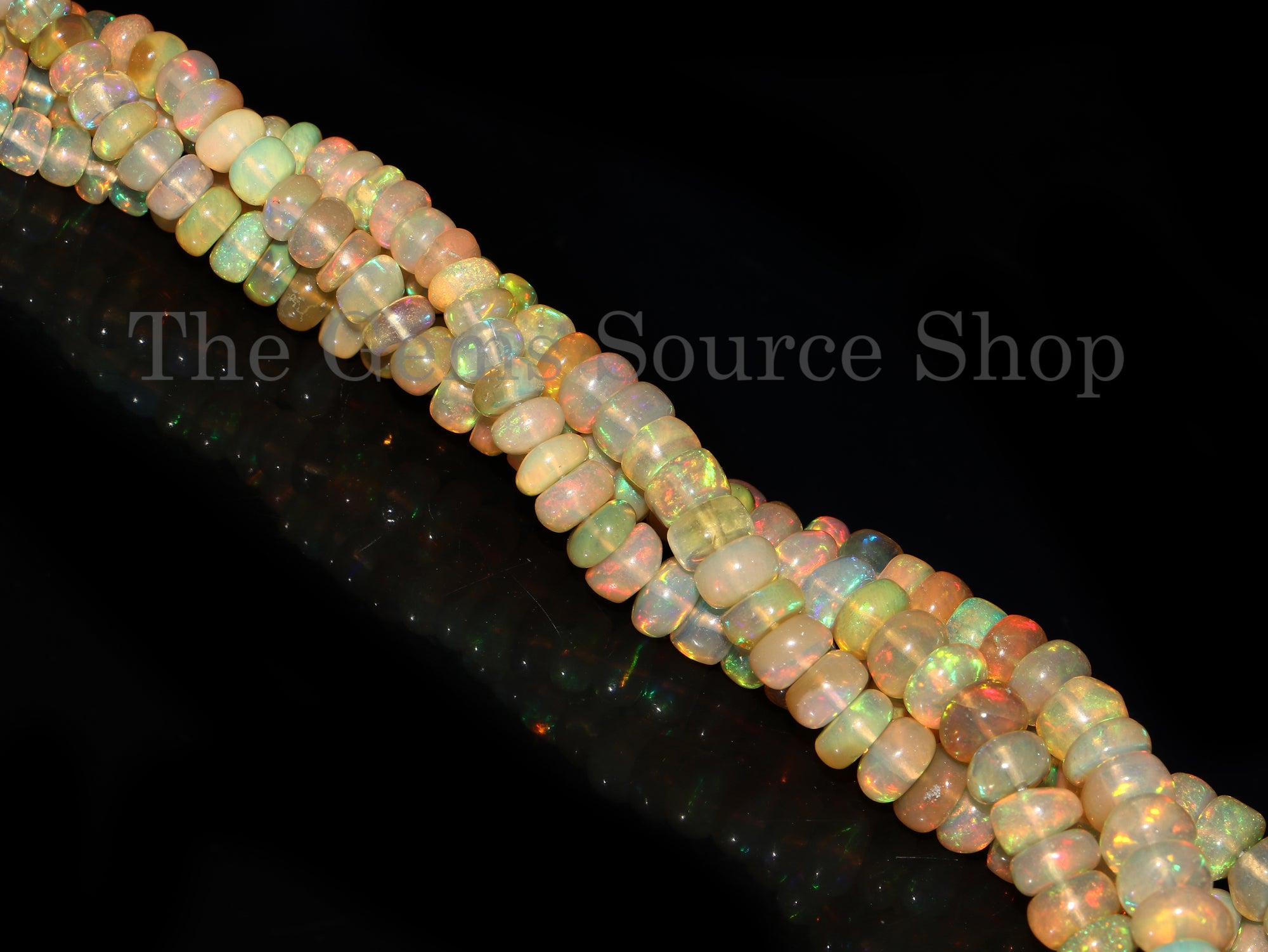 4-7mm-12" Flashy Fire Ethiopian Opal Smooth Rondelle Shape Beads for Jewelry Makings