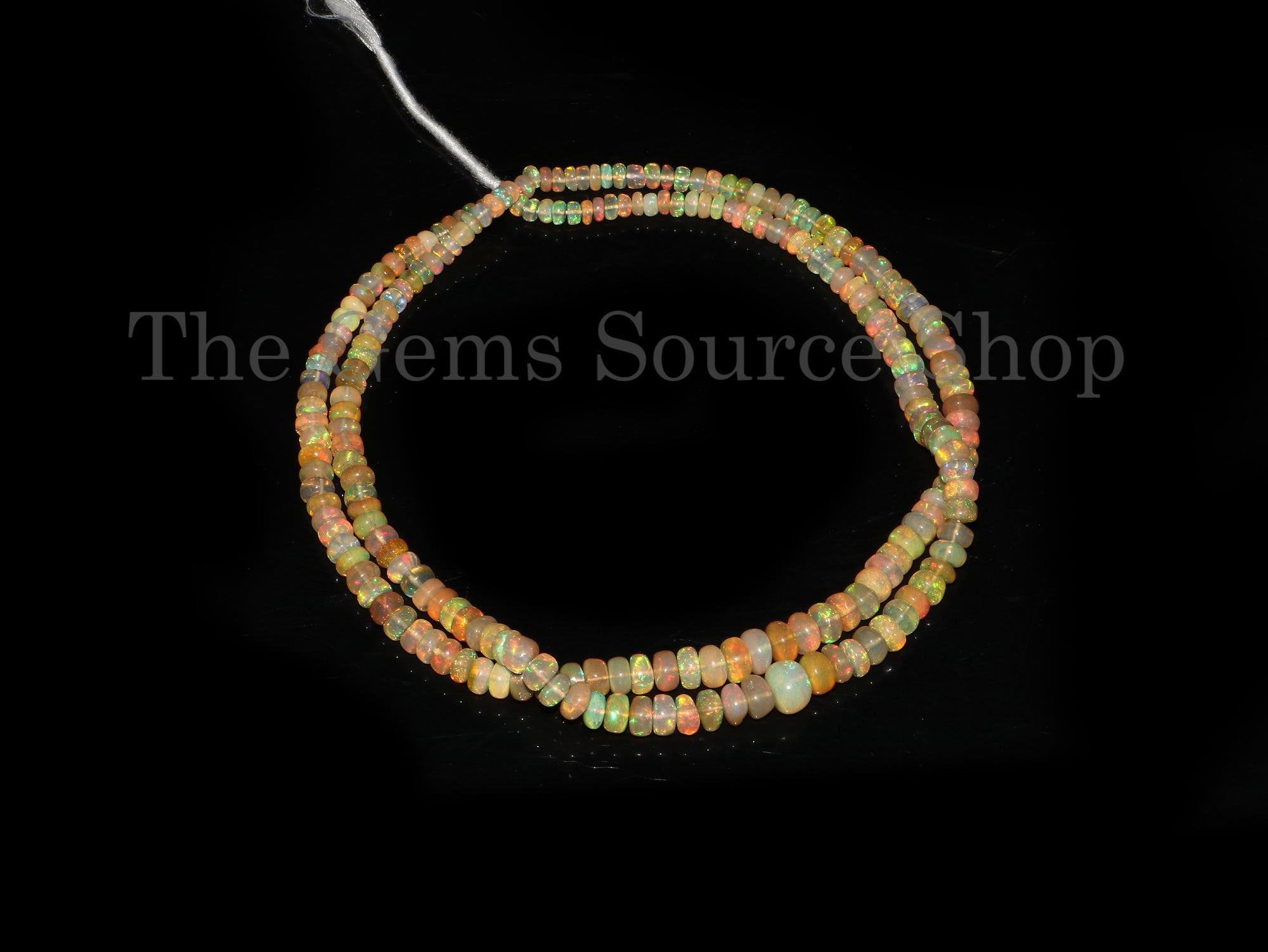 4-7mm-12" Flashy Fire Ethiopian Opal Smooth Rondelle Shape Beads for Jewelry Makings