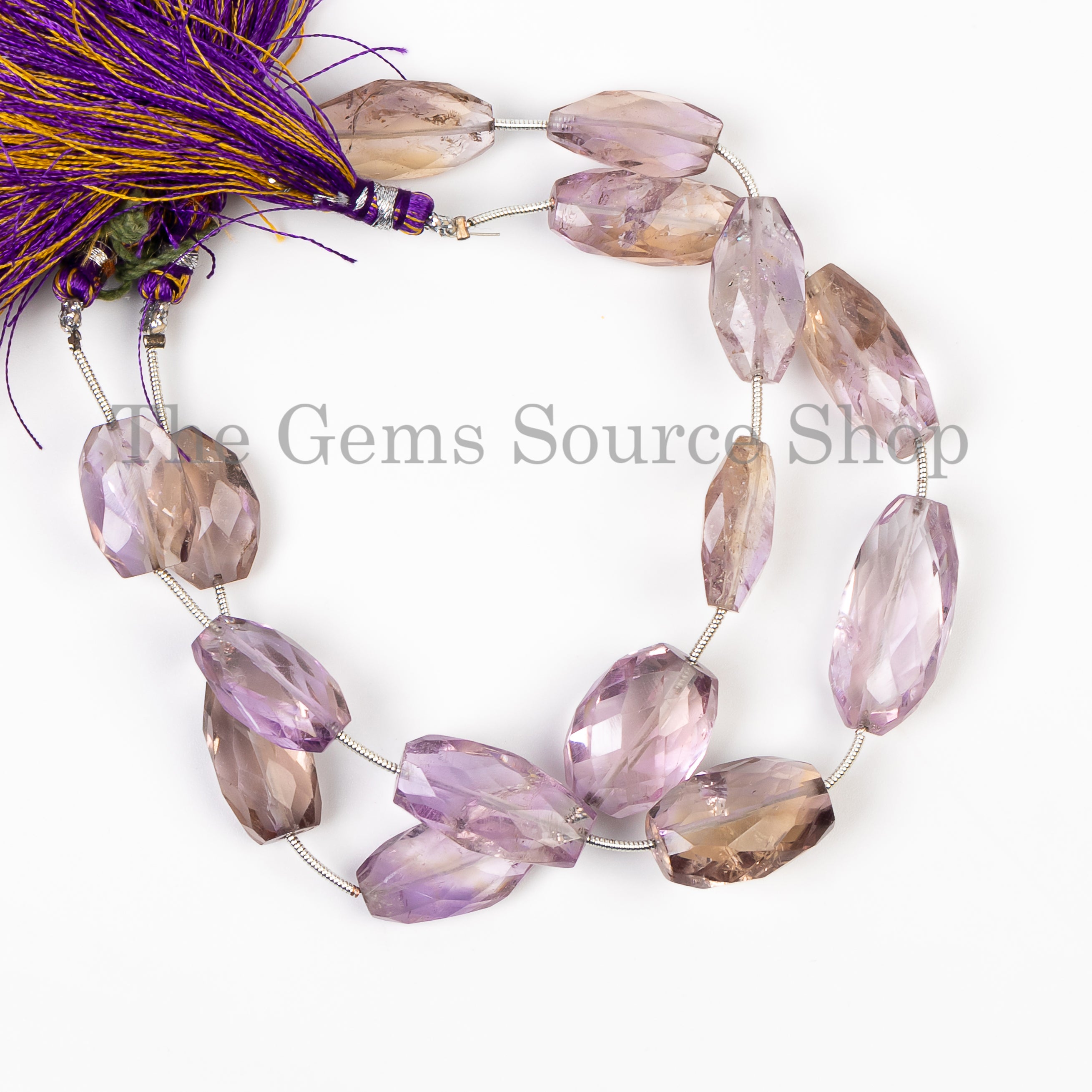 8"-12x17-12x25mm Genuine Ametrine Faceted Nuggets Beads Strand for Wholesale Jewelry