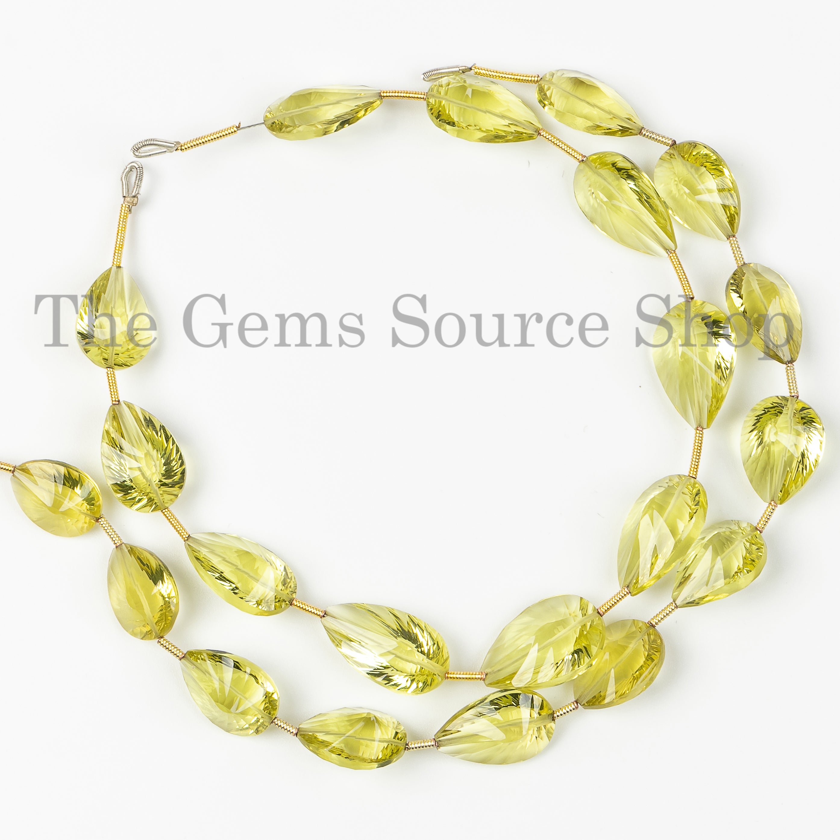 Genuine Lemon Quartz Faceted Pear Shape 10.5x20-12.5x18.5mm Bulk Beads 8" Strand