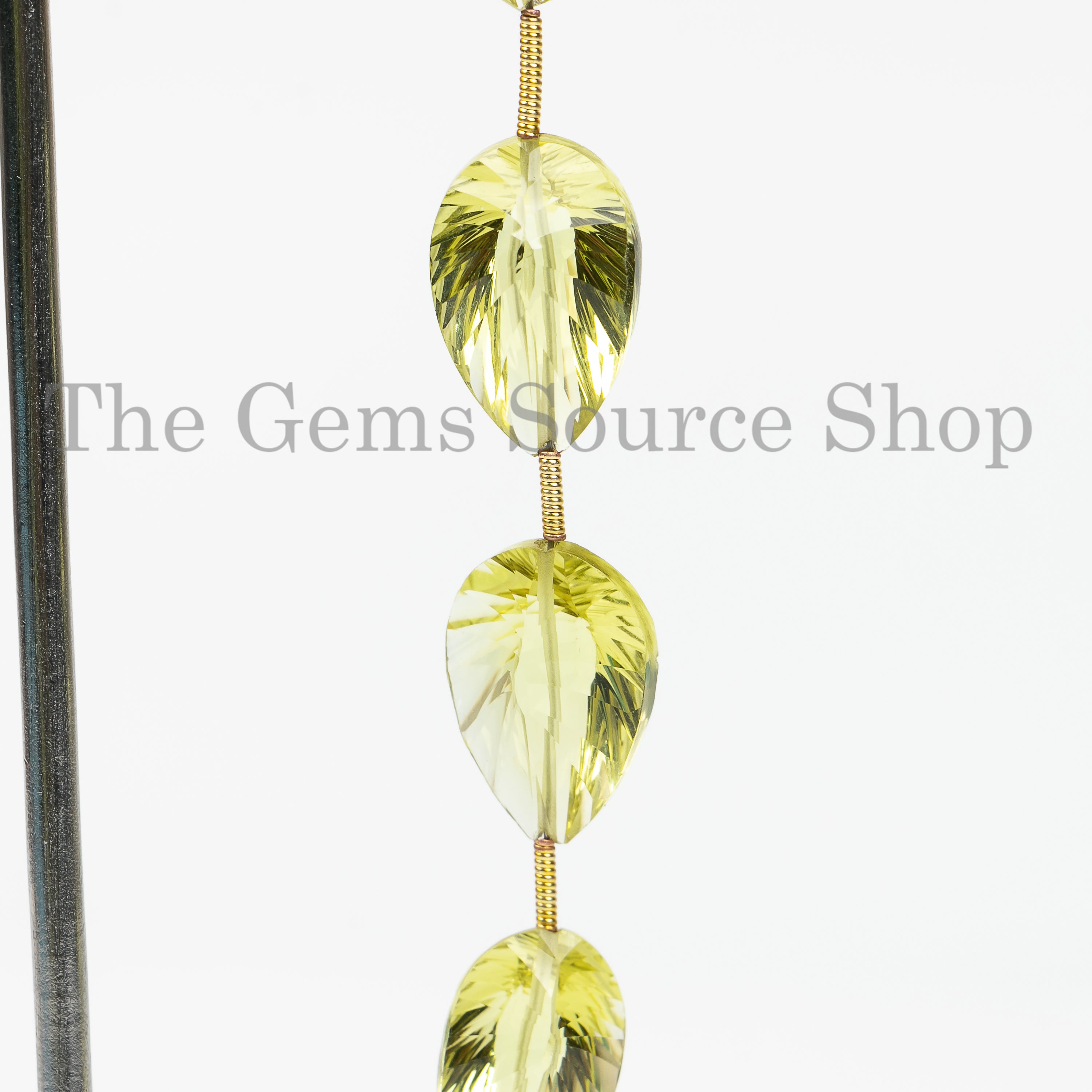 Genuine Lemon Quartz Faceted Pear Shape 10.5x20-12.5x18.5mm Bulk Beads 8" Strand