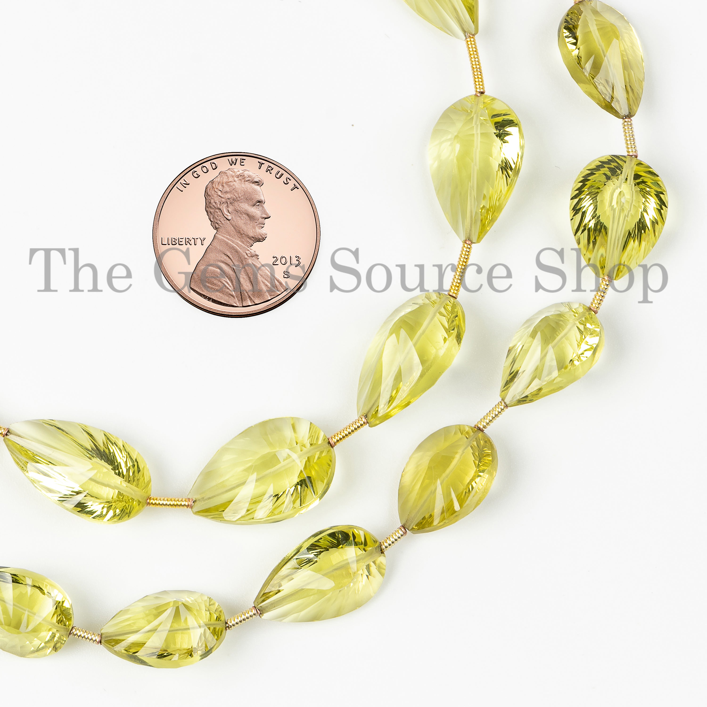 Genuine Lemon Quartz Faceted Pear Shape 10.5x20-12.5x18.5mm Bulk Beads 8" Strand