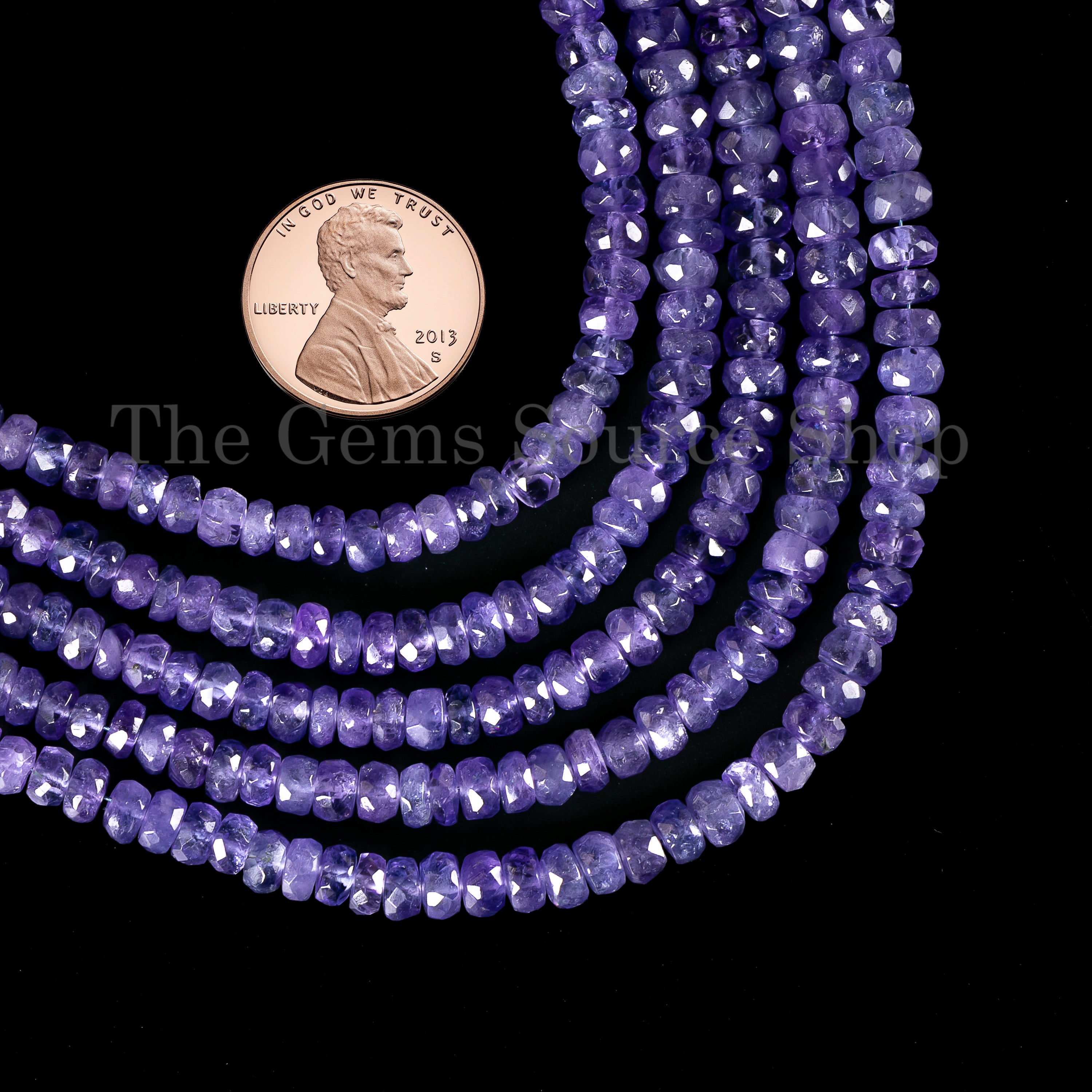 Genuine Tanzanite Faceted Rondelle Shape 4.5-5.5mm Gemstone Bulk Beads 16" Strand