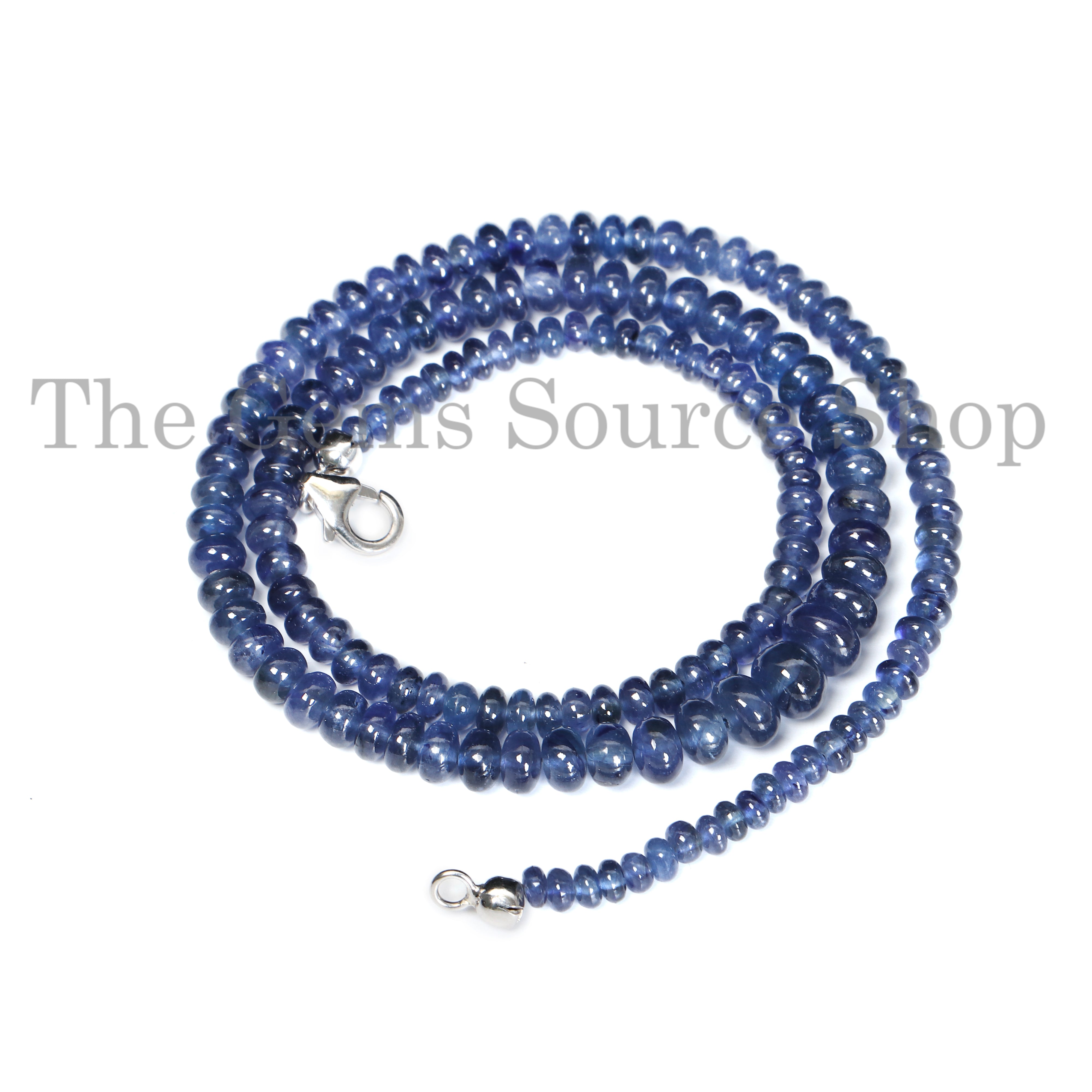 Glass Filled Blue Sapphire Rondelle Beaded Necklace for Women- Handcrafted Gift for Her