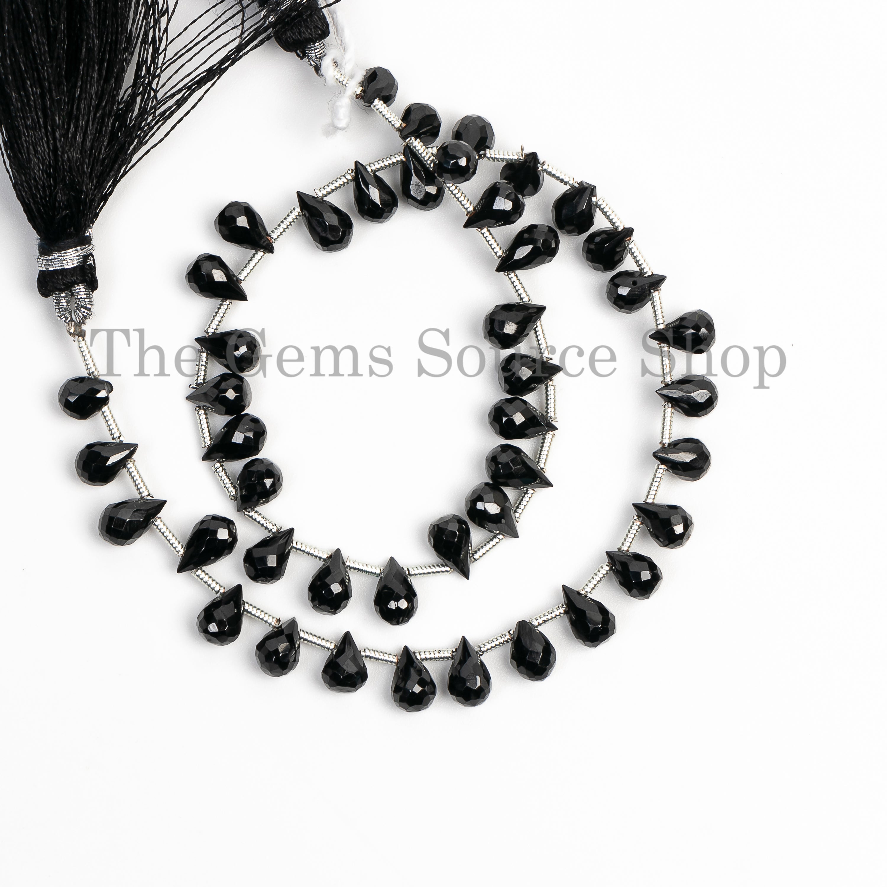 Good Quality Black Spinel 4x6-5x7mm Faceted Drops Shape Wholesale Beads 10" Strand