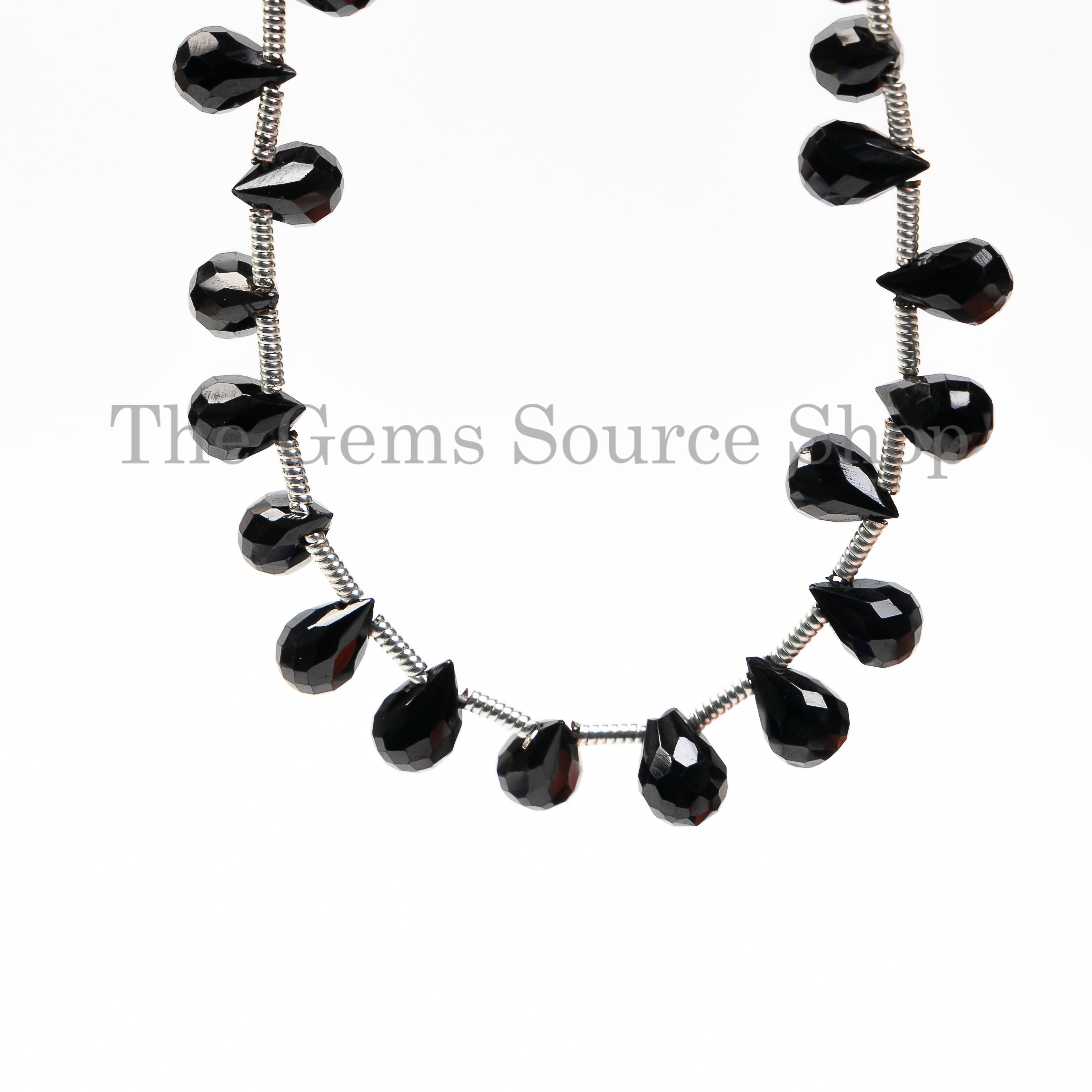 Good Quality Black Spinel 4x6-5x7mm Faceted Drops Shape Wholesale Beads 10" Strand