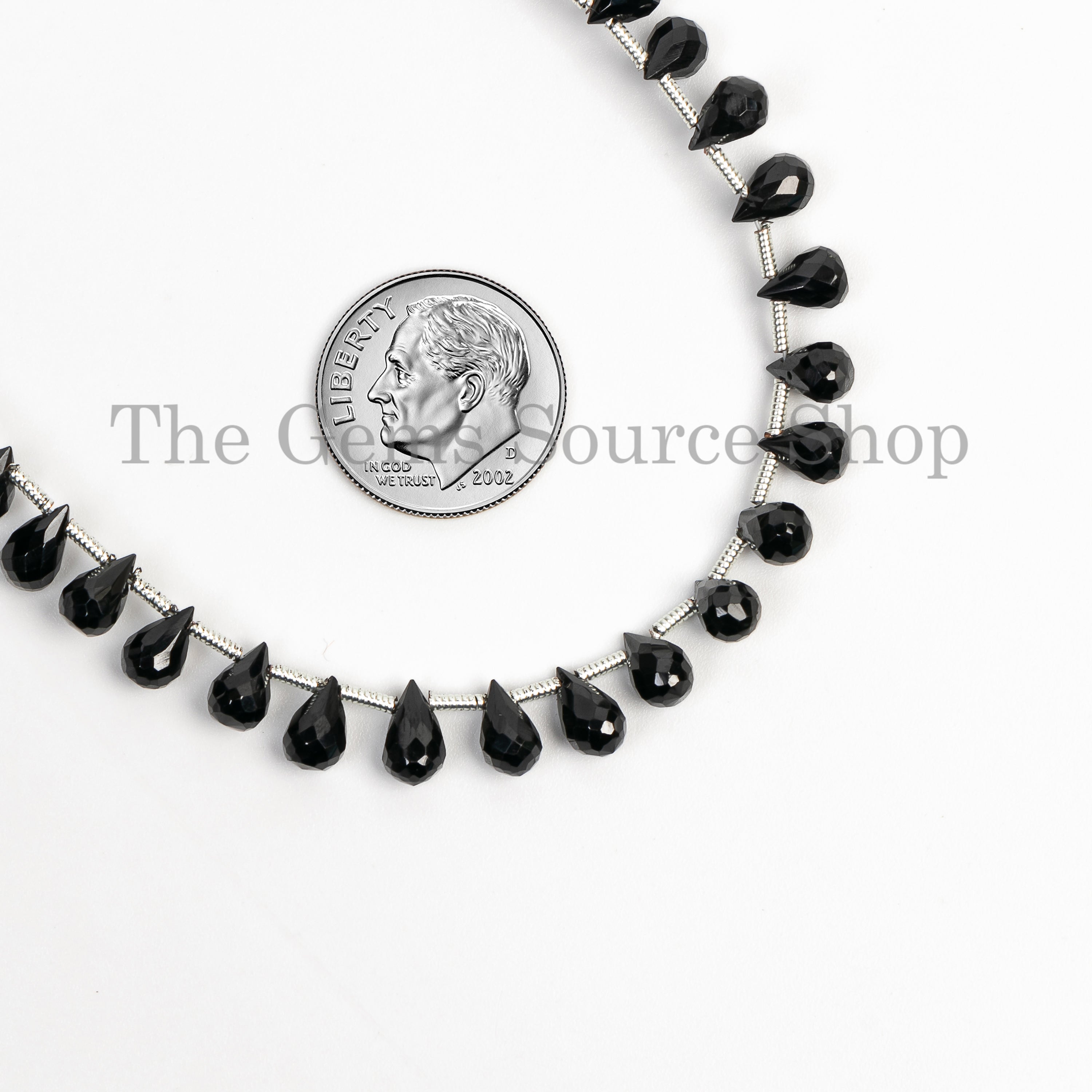 Good Quality Black Spinel 4x6-5x7mm Faceted Drops Shape Wholesale Beads 10" Strand