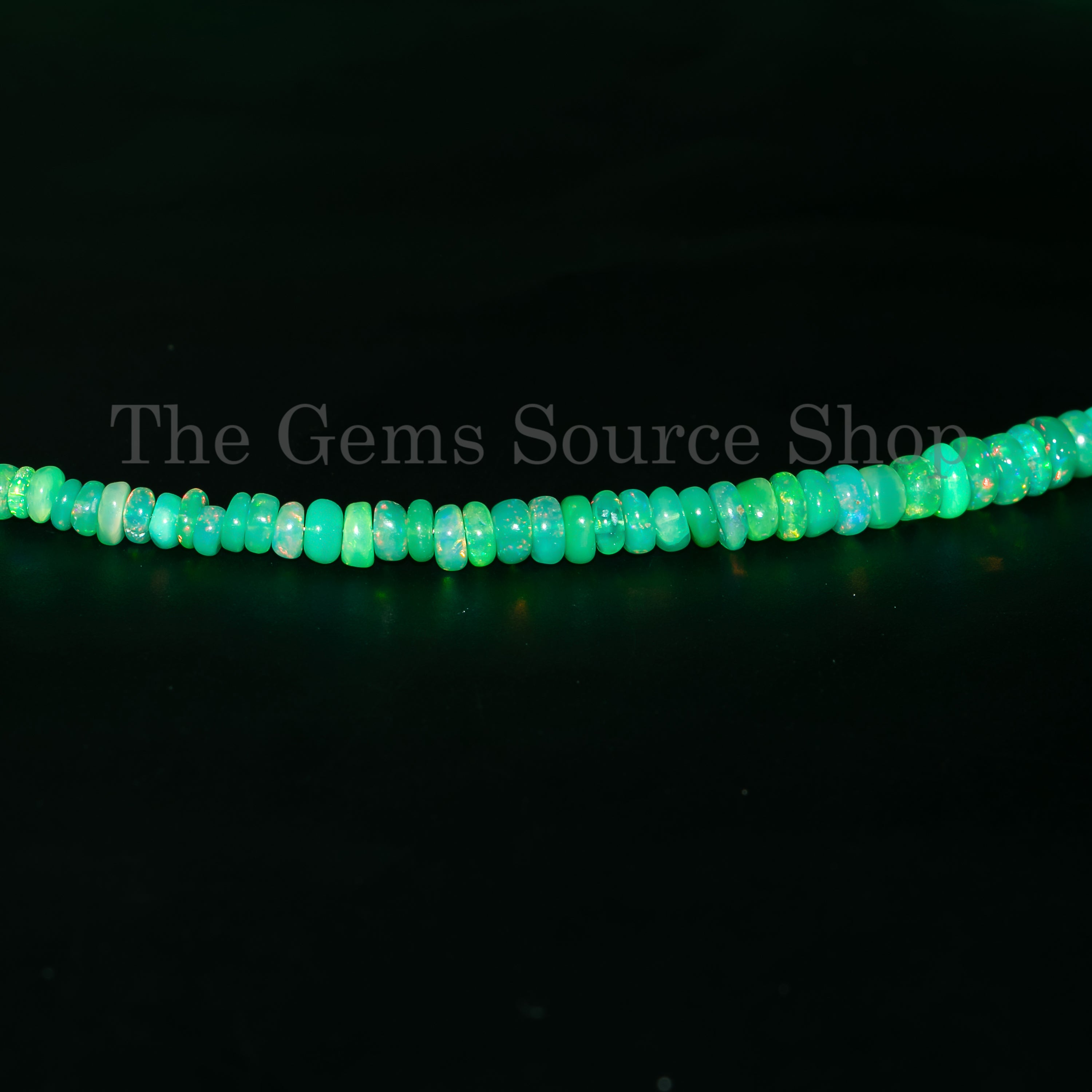 Good Quality Green Dyed Ethiopian Opal Smooth Rondelle Shape Beads Strand 3-5mm-17"