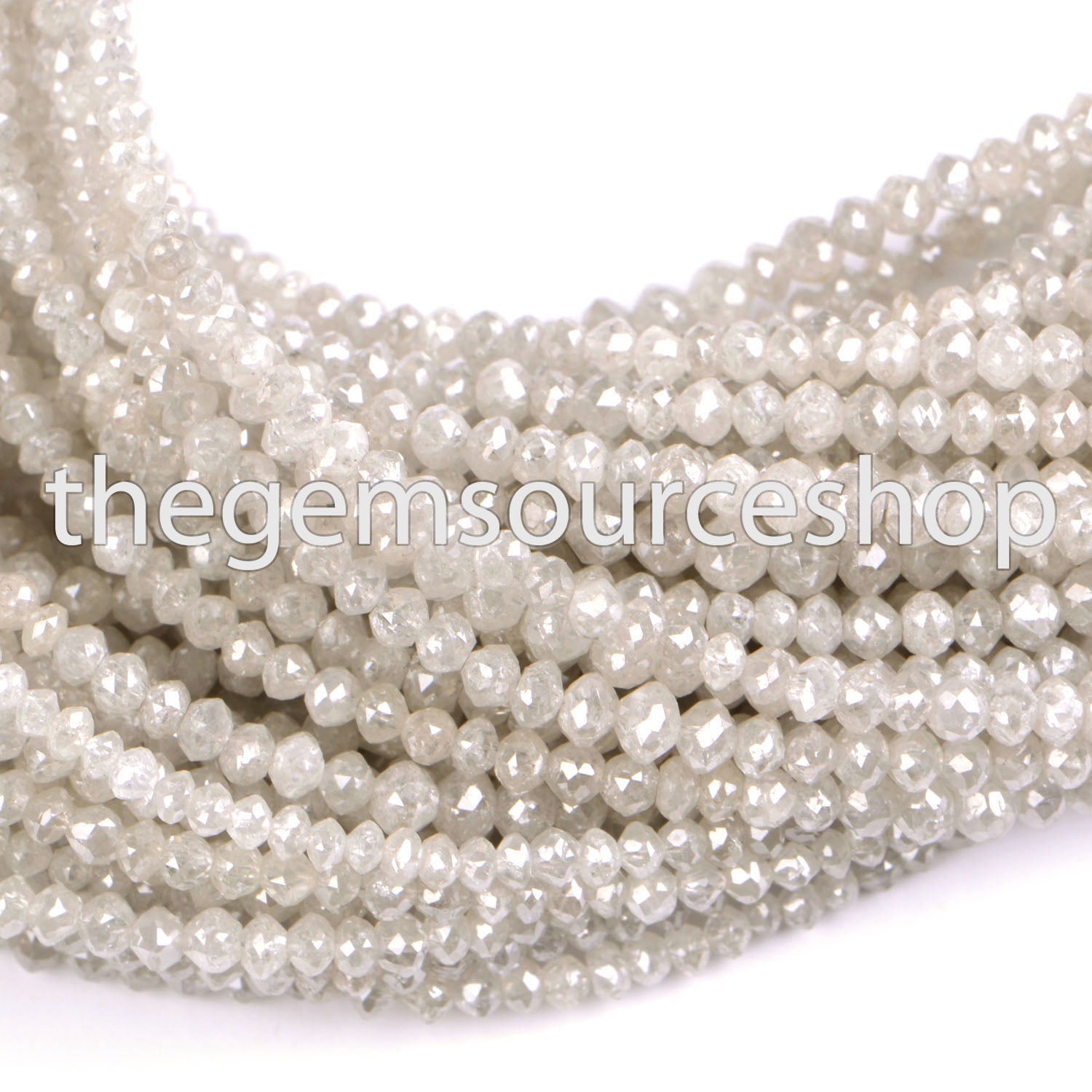 Good Quality Grey Diamond 1.75-2.5mm Faceted Rondelle Shape Wholesale Beads 16" Strand