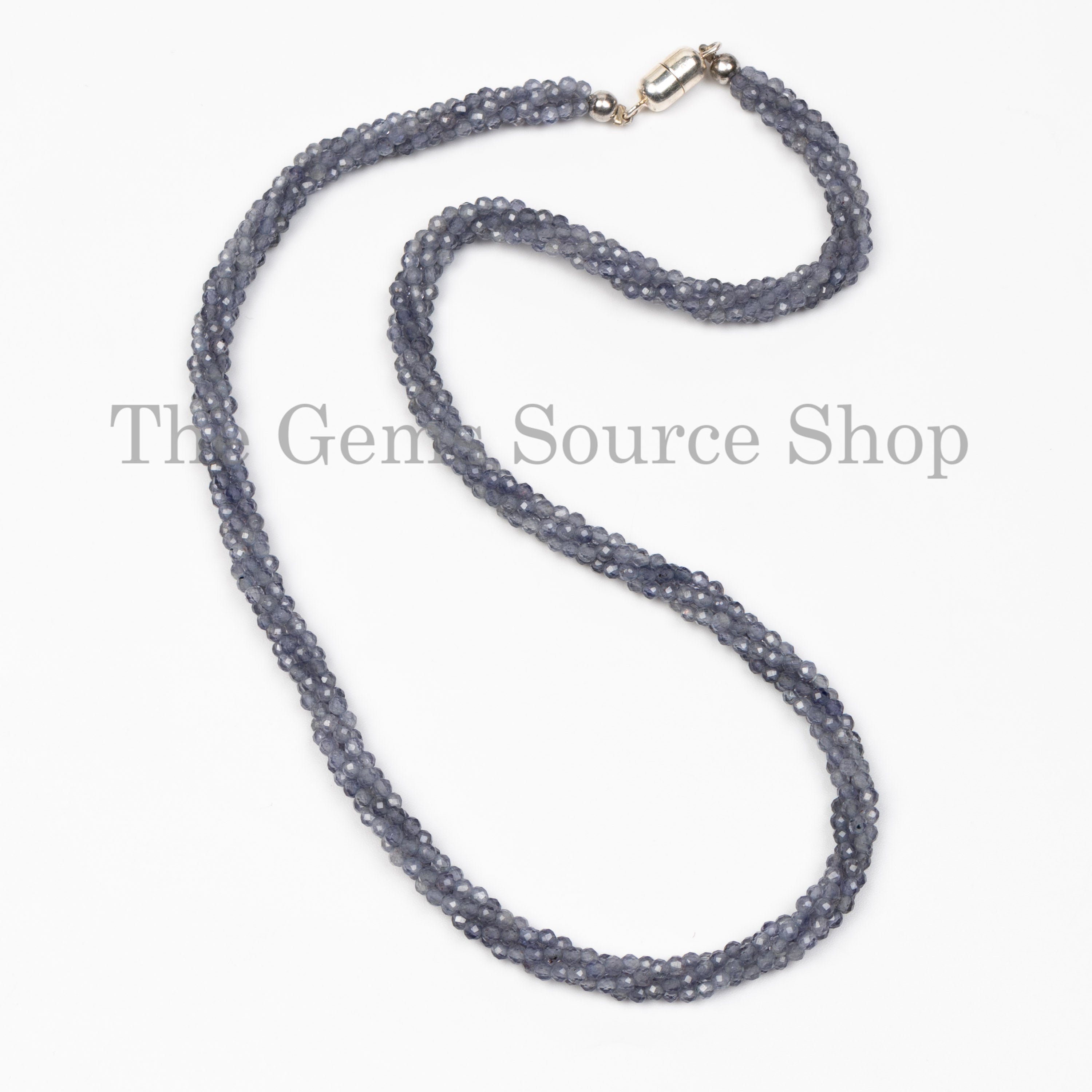 HANDCRAFTED Natural Iolite Round Beaded Choker Necklace For Women TO GIFT