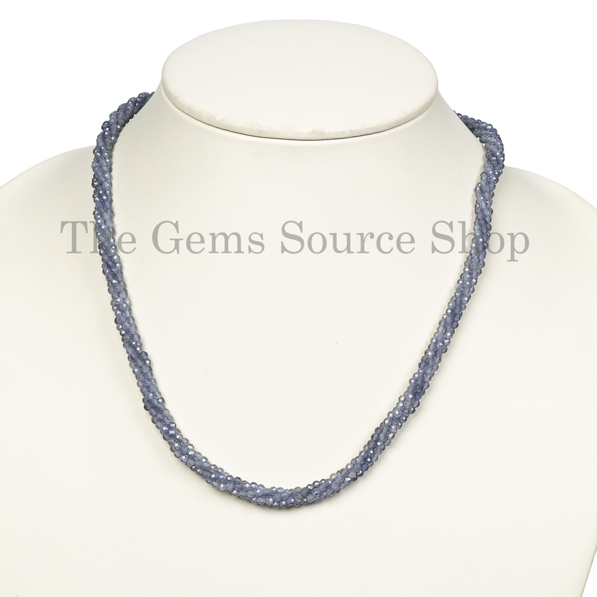 HANDCRAFTED Natural Iolite Round Beaded Choker Necklace For Women TO GIFT