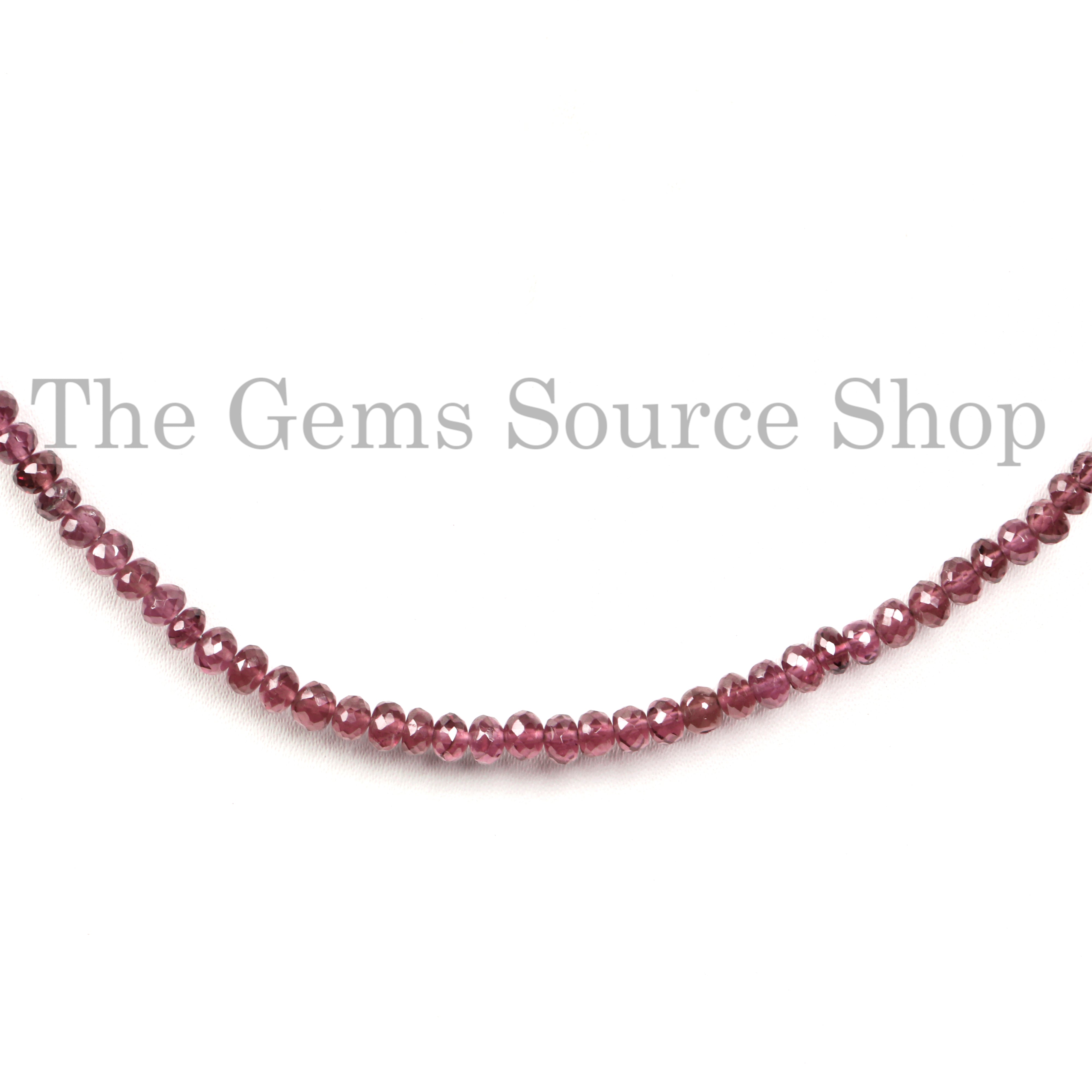 Handcrafted Natural Rhodolite Garnet Rondelle Beaded Necklace- Tiny Beads Jewelry