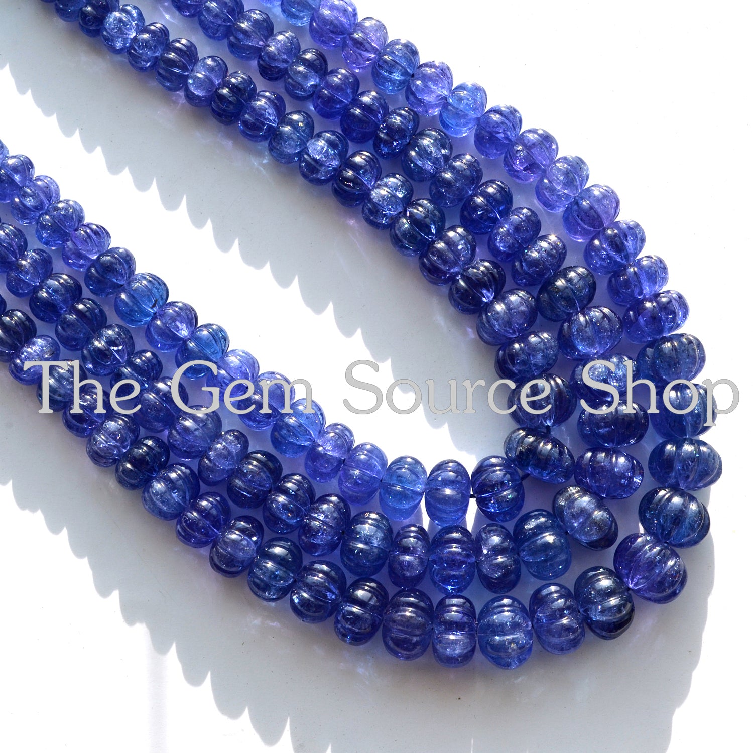 Handcrafted Tanzanite Pumpkin Carved Beaded Necklace- Heavy Statement Women Jewelry