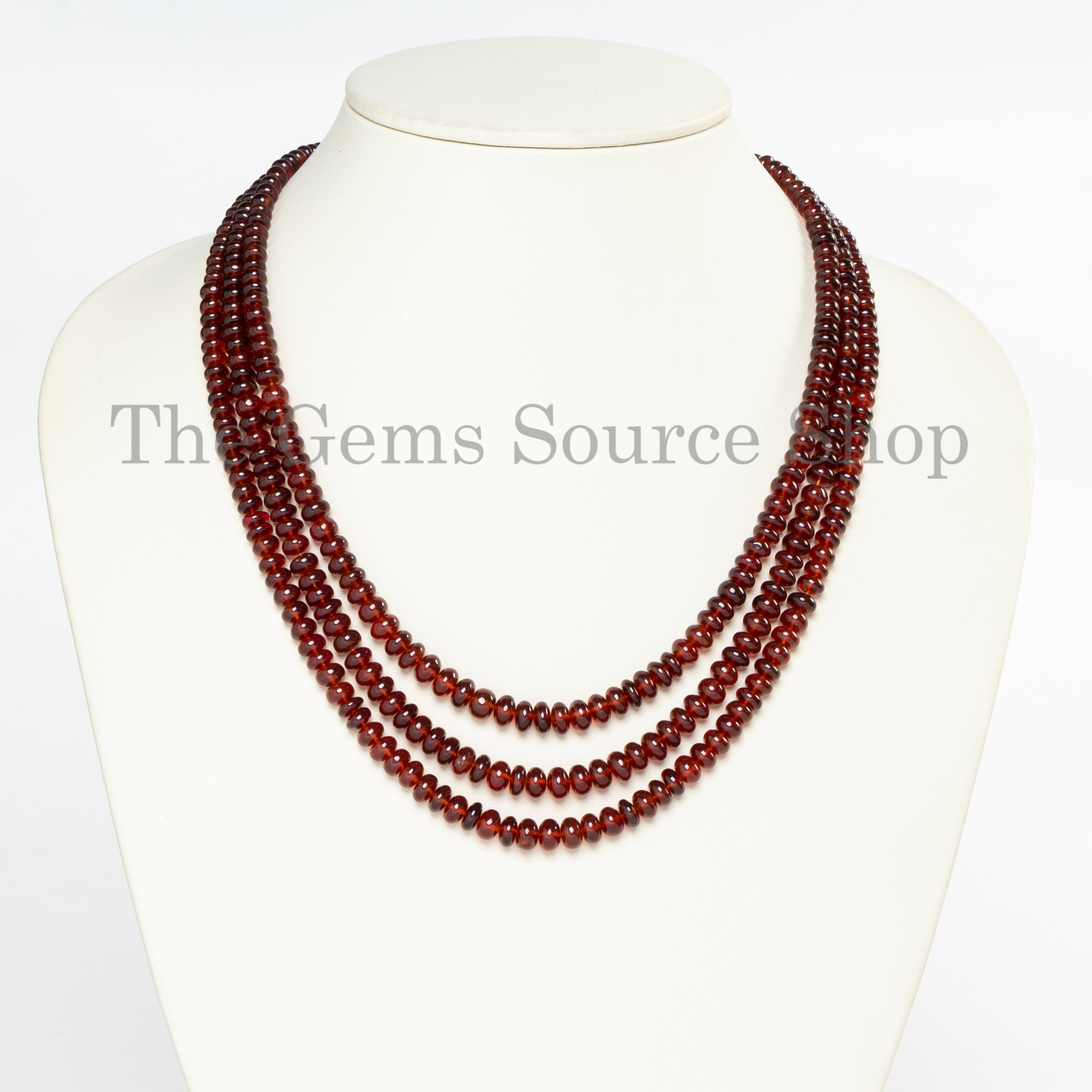 Handmade Hessonite Garnet Rondelle Beaded Necklace- Gemstone Layering Jewelry