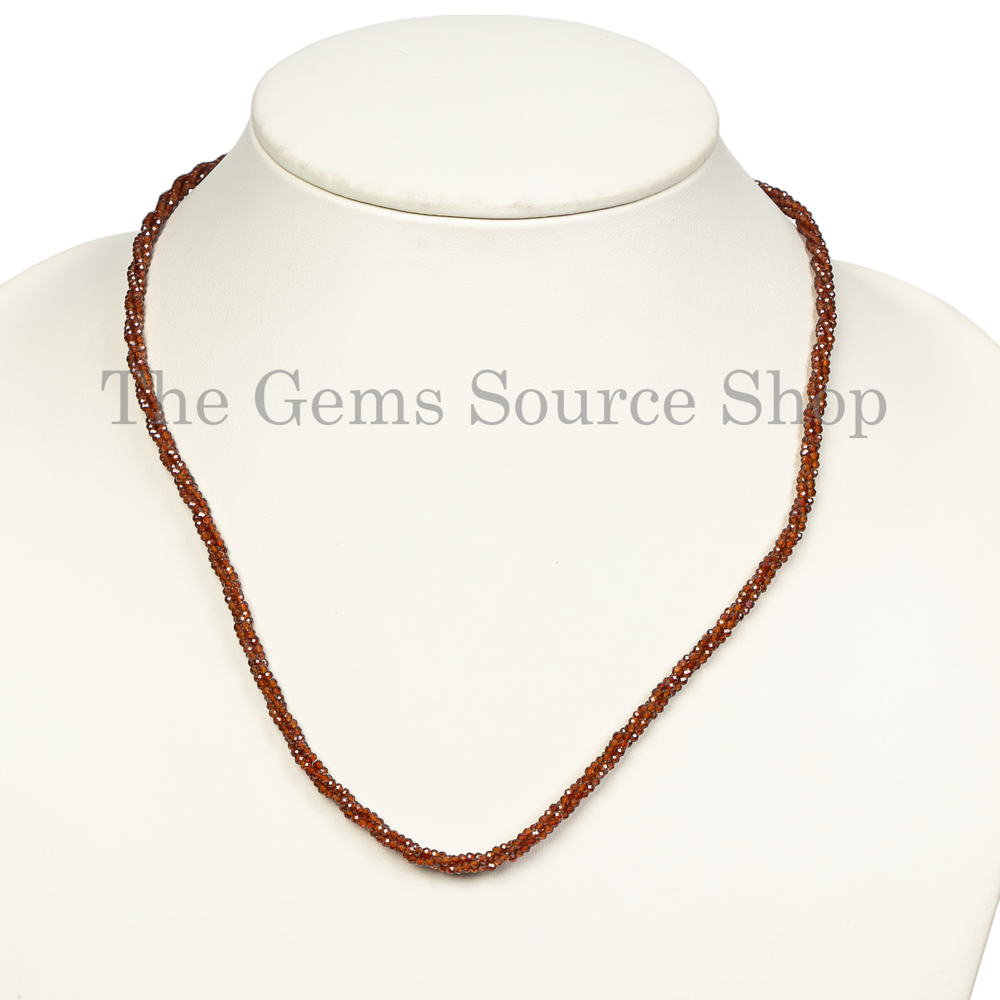 Handmade Hessonite Garnet Round Beaded Choker Necklace- Women Gemstone Jewelry