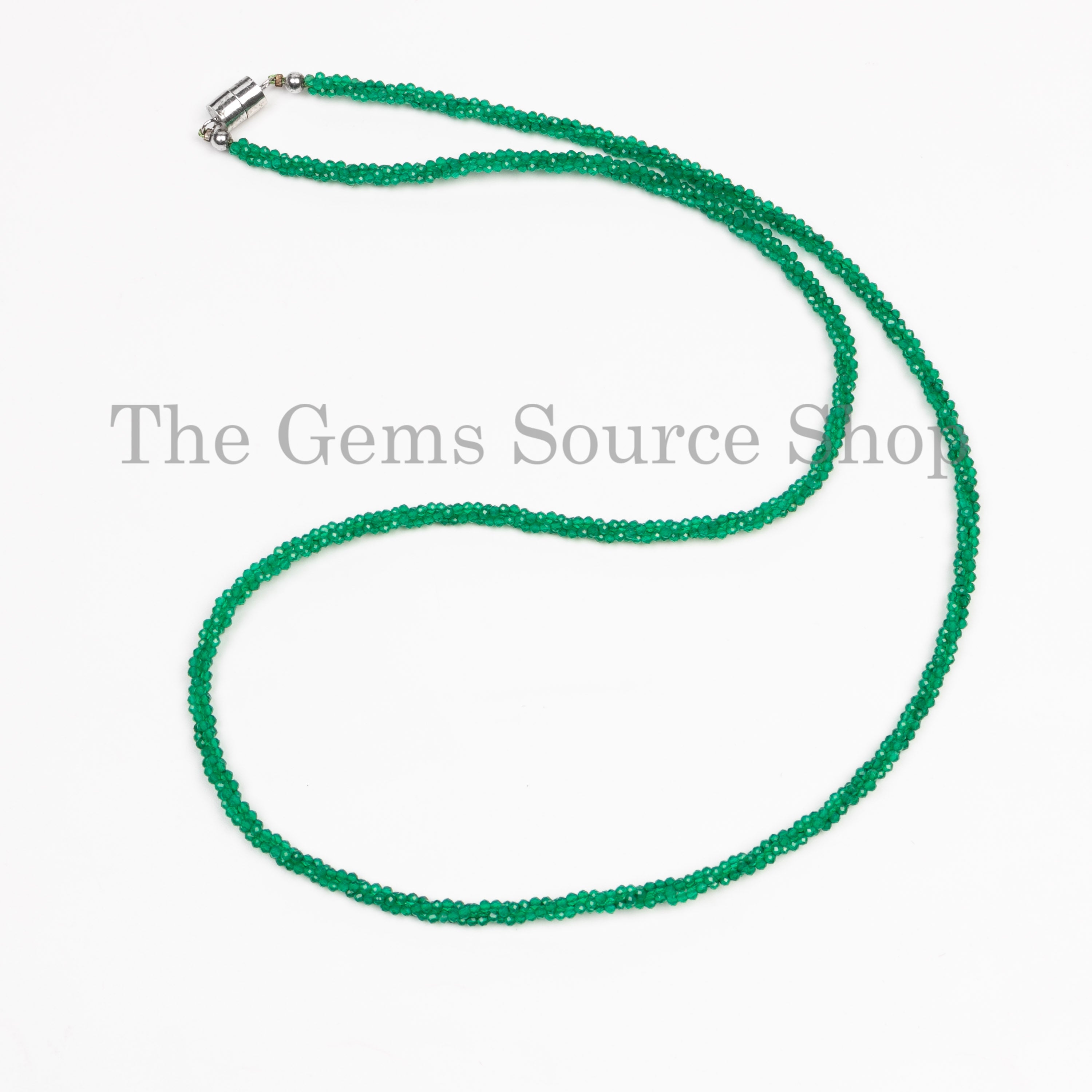 HANDMADE JEWELRY- Natural Green Onyx Round Beaded Women Choker Necklace