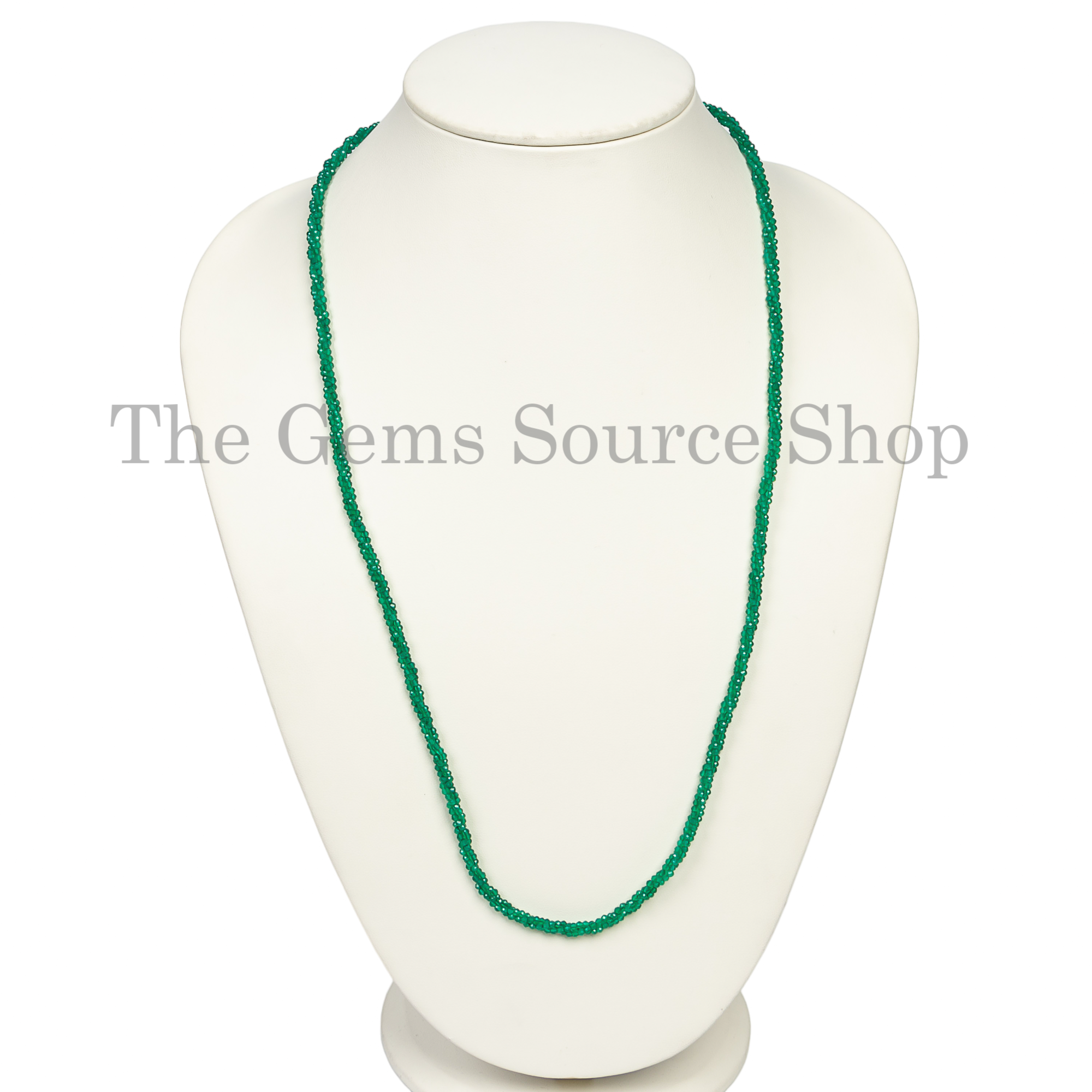 HANDMADE JEWELRY- Natural Green Onyx Round Beaded Women Choker Necklace