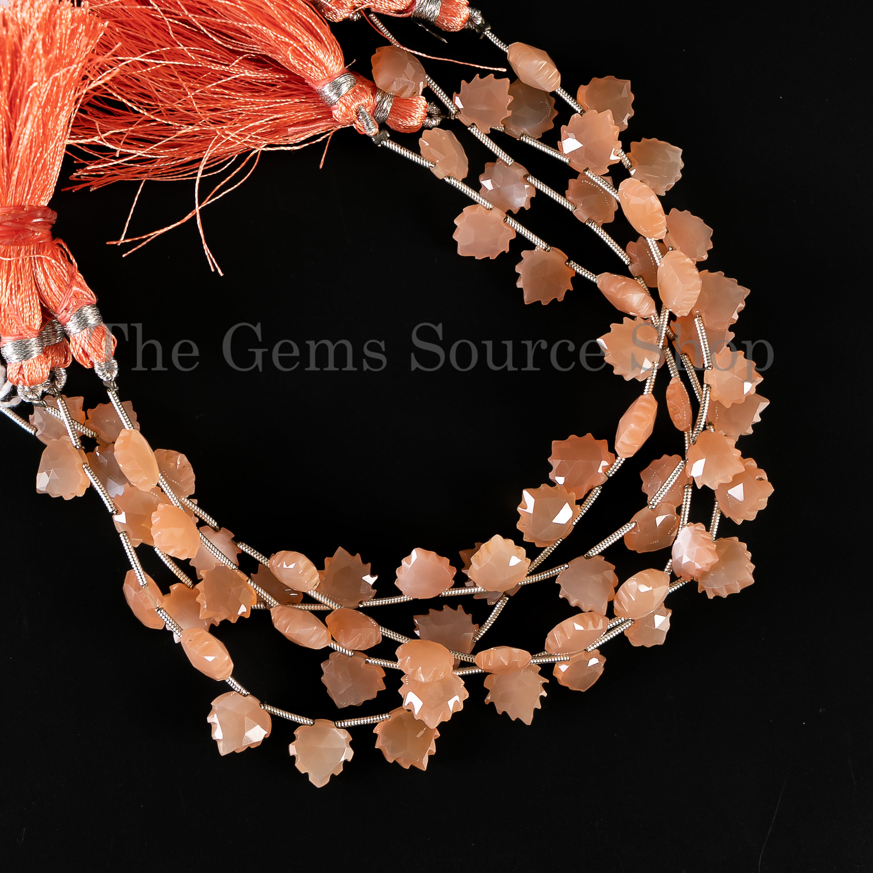 Healing Gemstone- Carved Heart Shape Natural Peach Moonstone Bulk Beads Strand- 9-12mm-8"