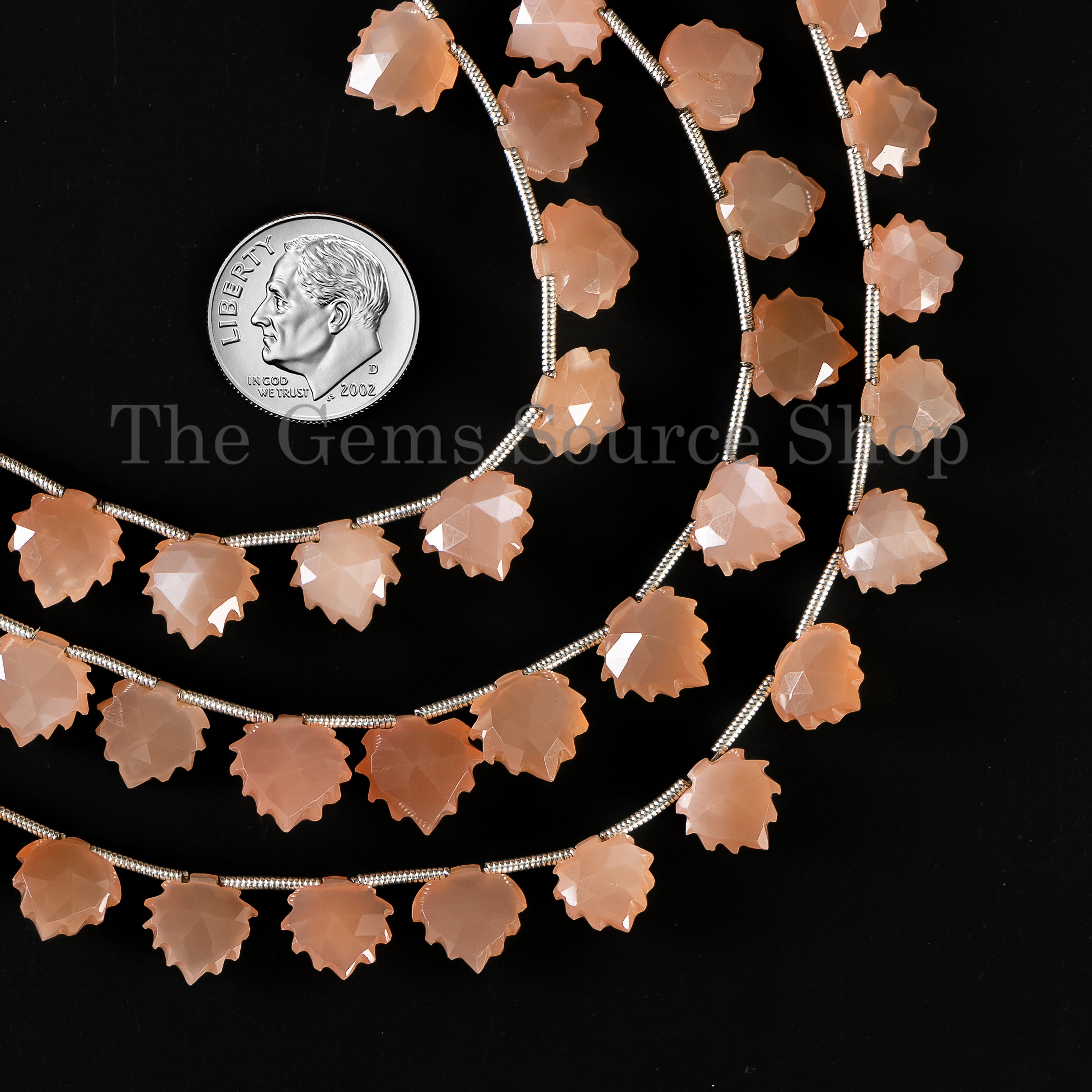 Healing Gemstone- Carved Heart Shape Natural Peach Moonstone Bulk Beads Strand- 9-12mm-8"