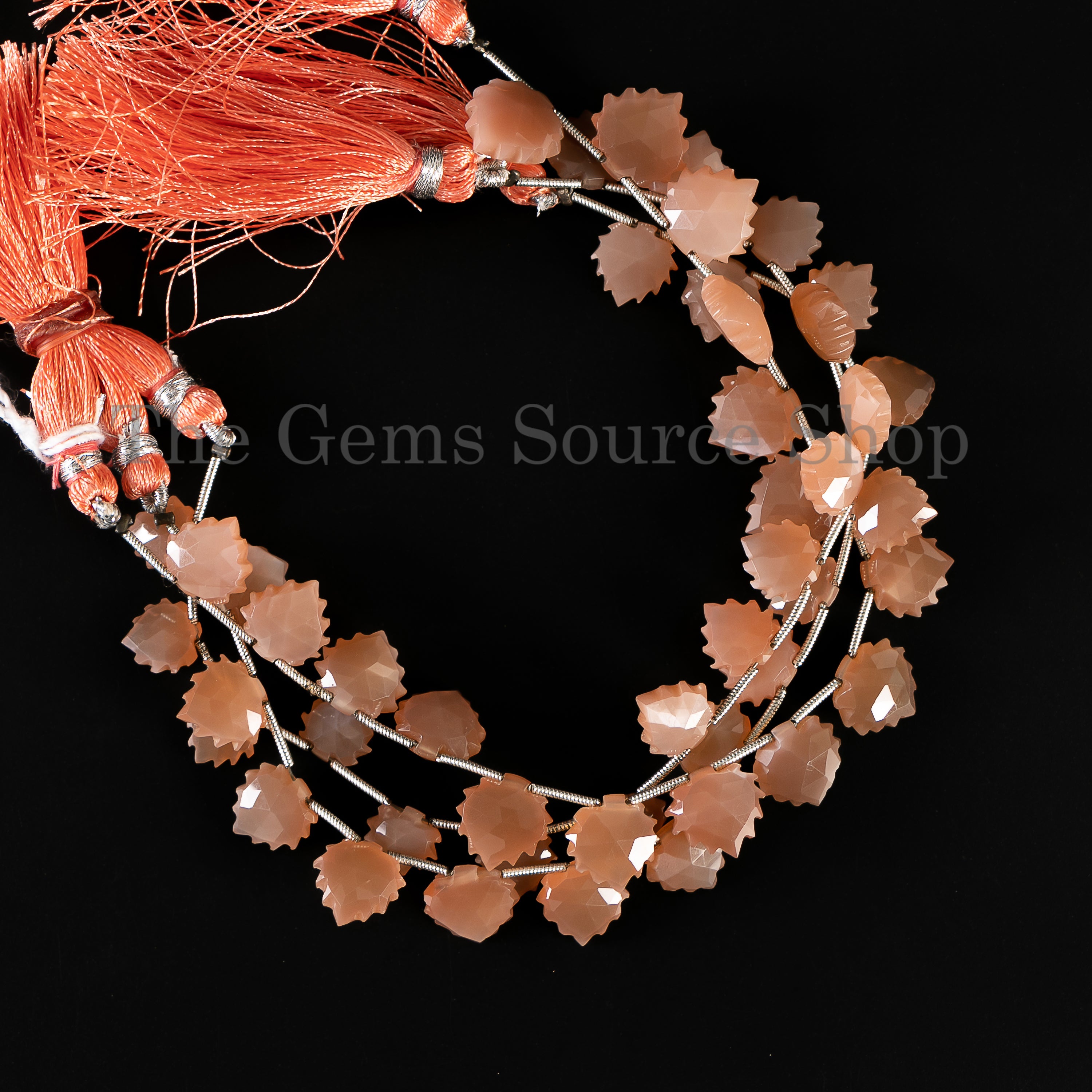 Heart Shape Carved Natural Peach Moonstone Side Drilled Bulk Beads Strand- 10-12mm-8"